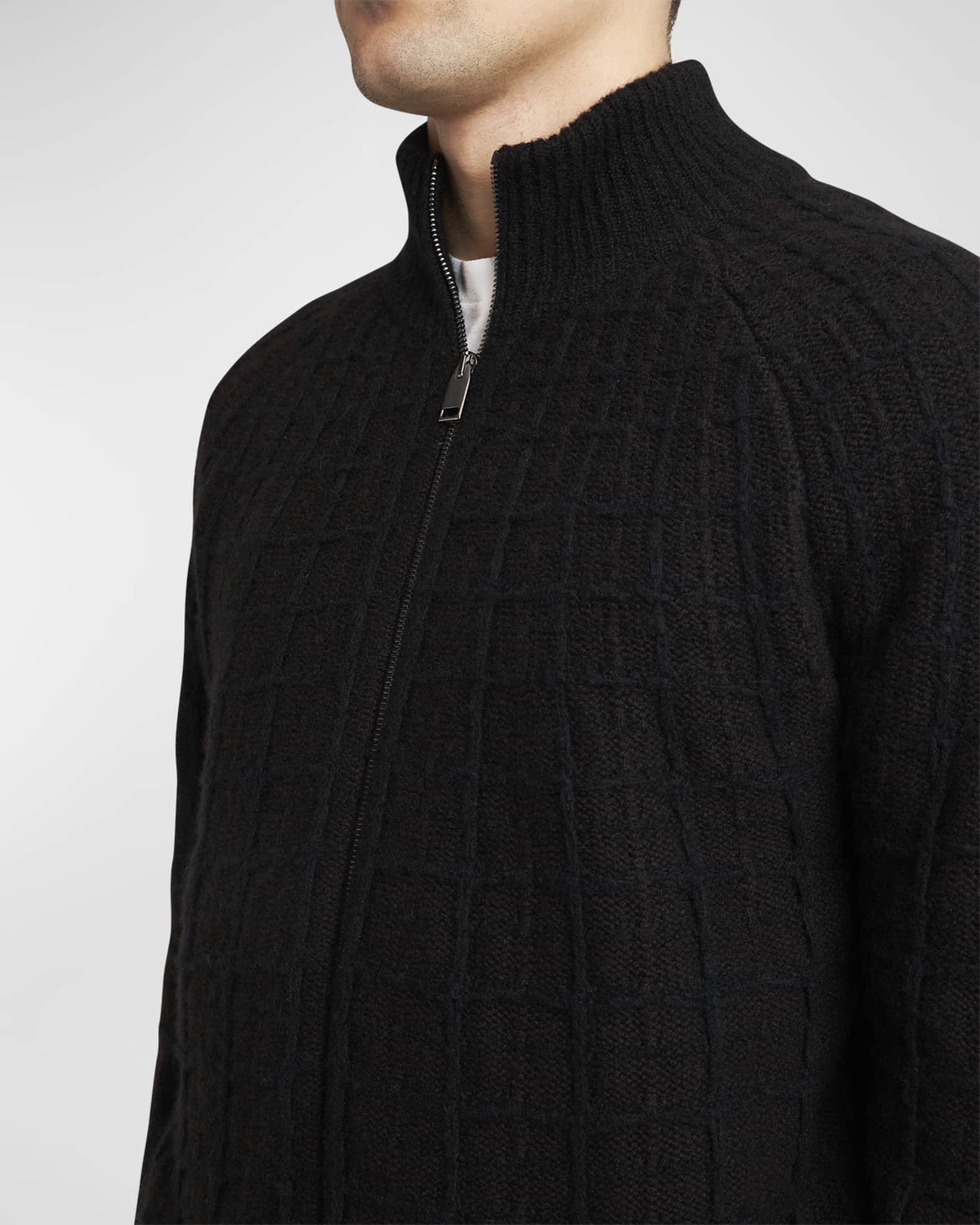 Brioni Men's Cashmere Jacquard Full-Zip Sweater | Neiman Marcus
