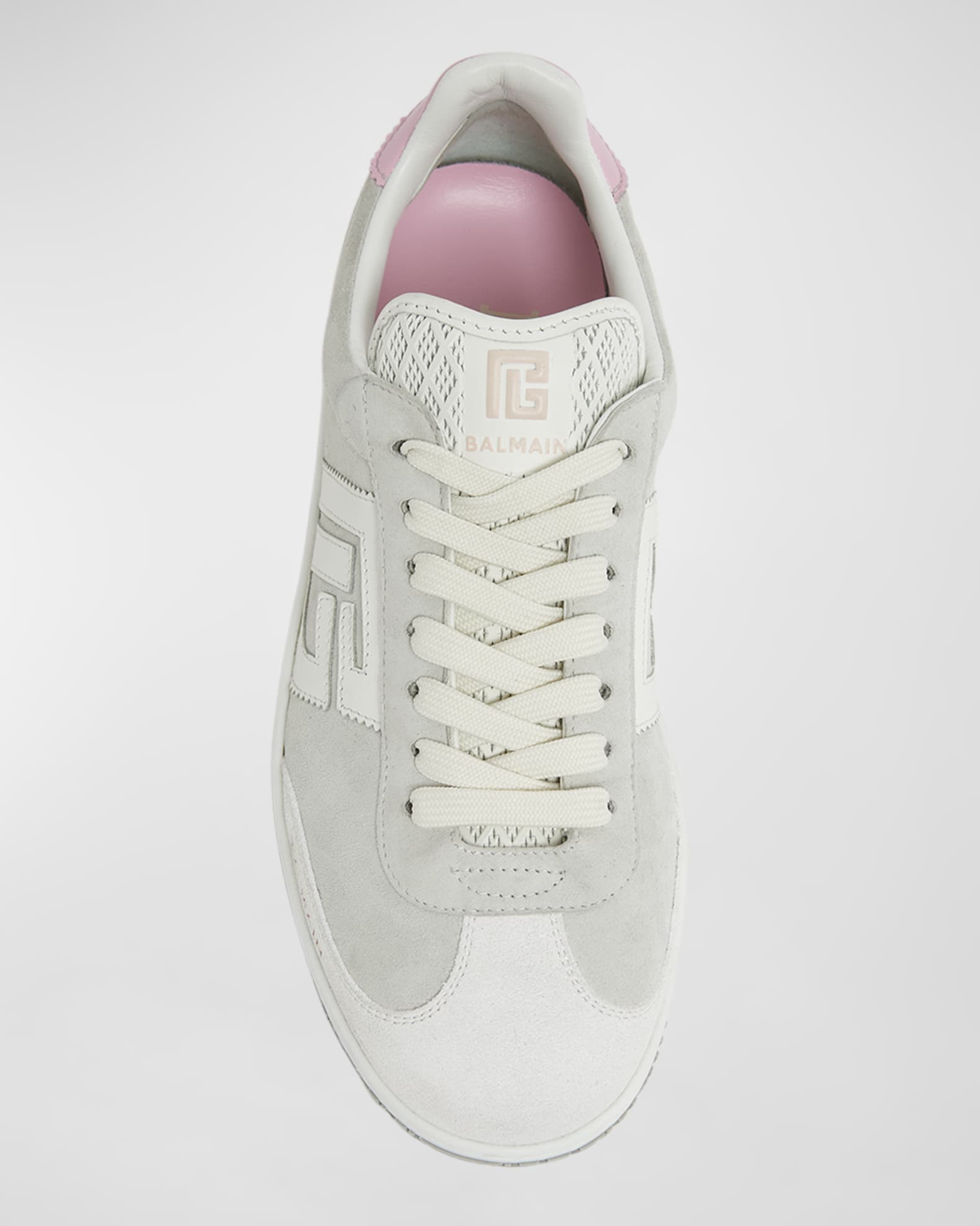 Balmain Swan Mixed Leather Low Top Sneakers Neiman Marcus