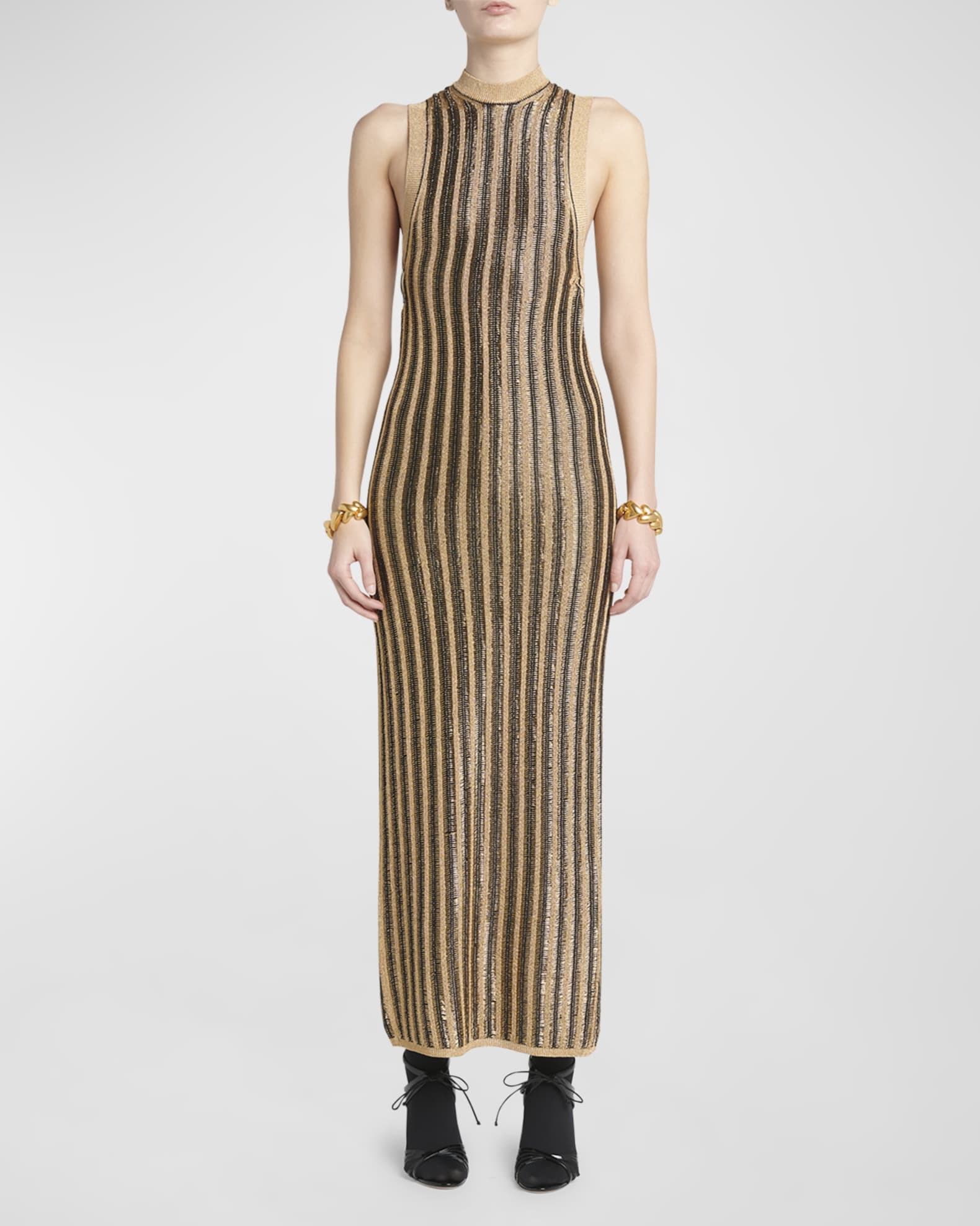 Lurex Ribbed Knit Midi Dress 1