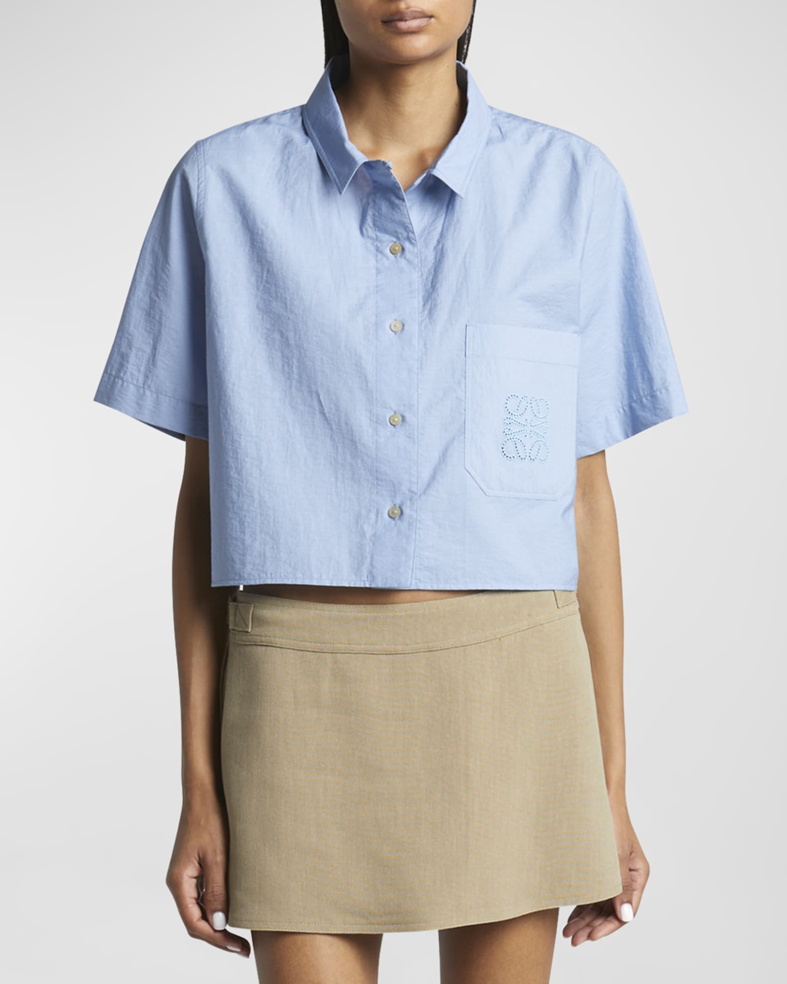 Loewe x Paula Ibiza Anagram Boxy Button Down Shirt | Neiman