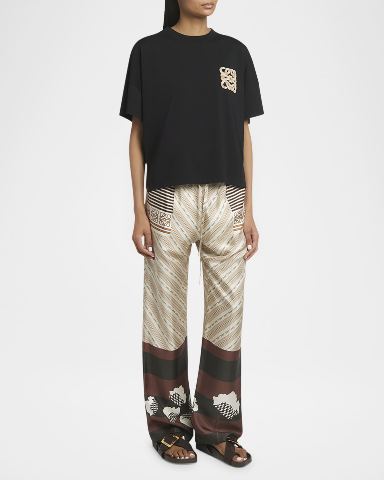 Loewe x Paula Ibiza Boxy Fit T-Shirt with Raffia Anagram