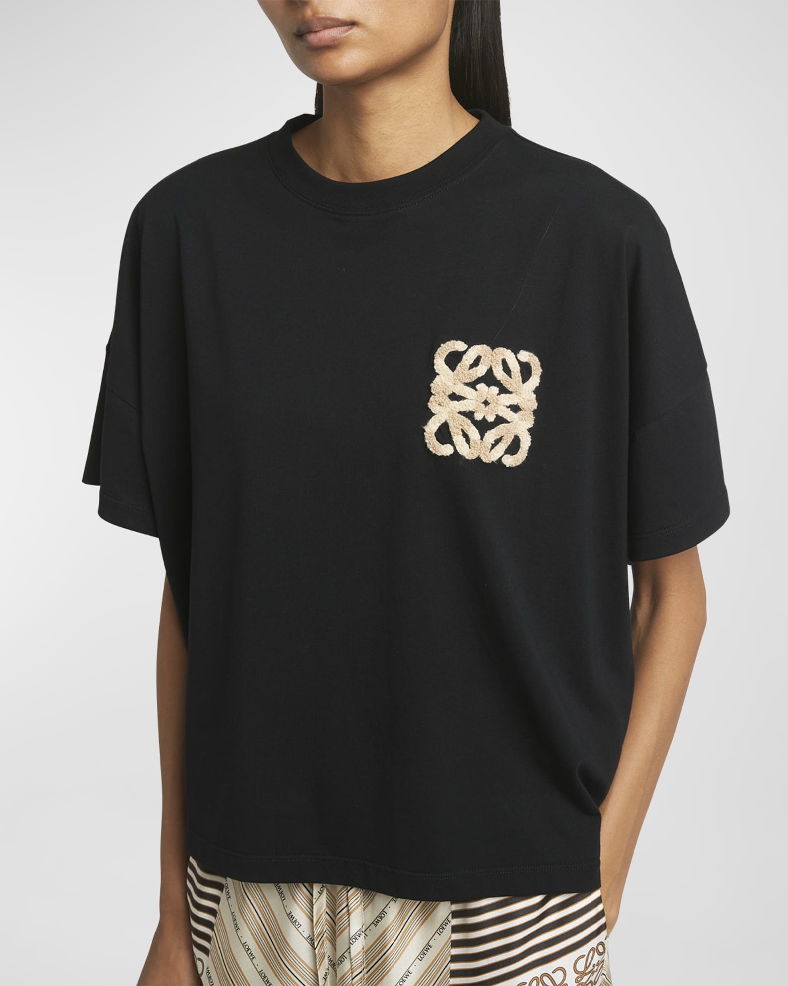 激安通販サイト 人気 Fit Boxy Ibiza Paula x Loewe T-Shirt Anagram Raffia with トップス