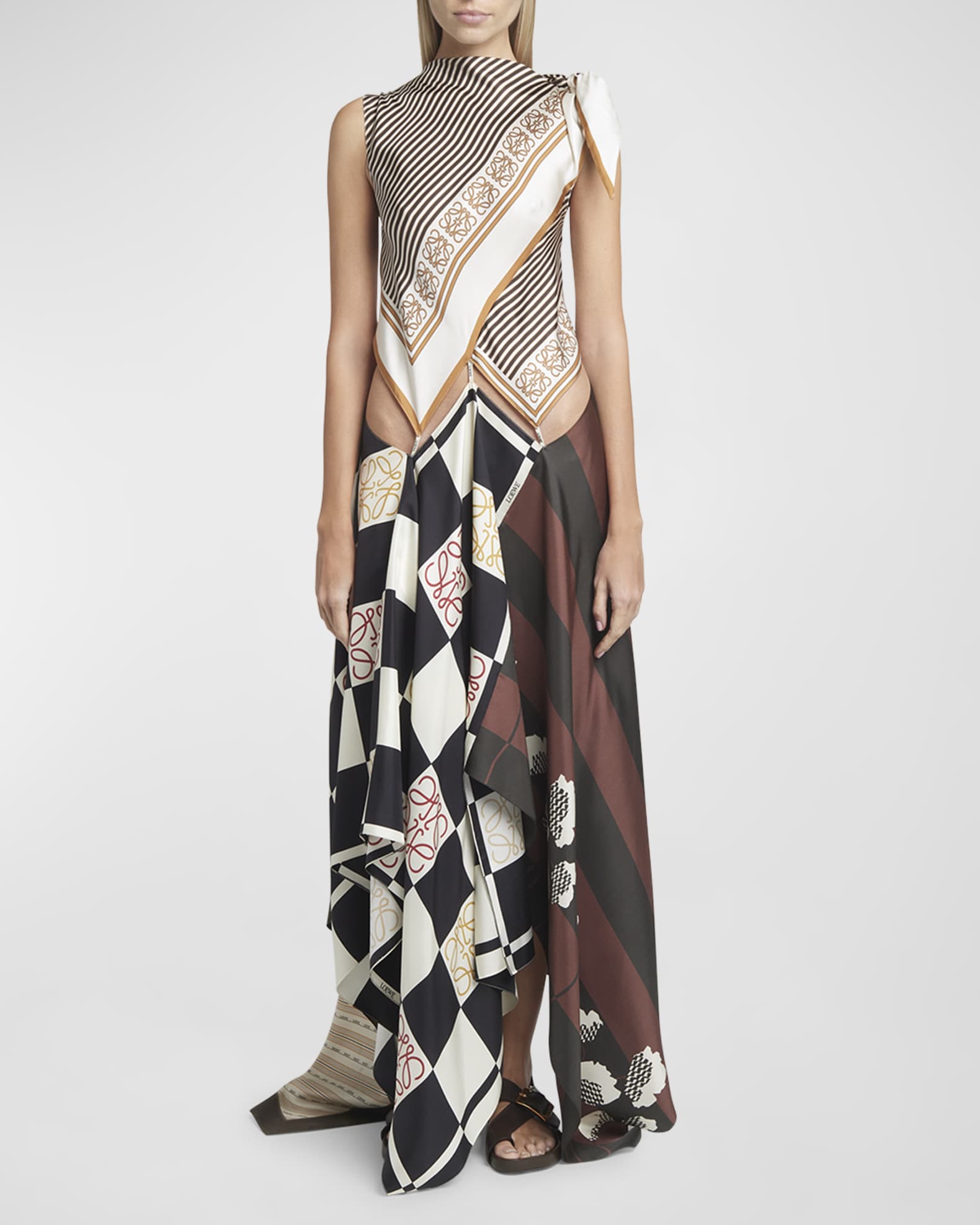 x Paula Ibiza Multi-Printed Scarf Midi Dress with Cutout Detail 1