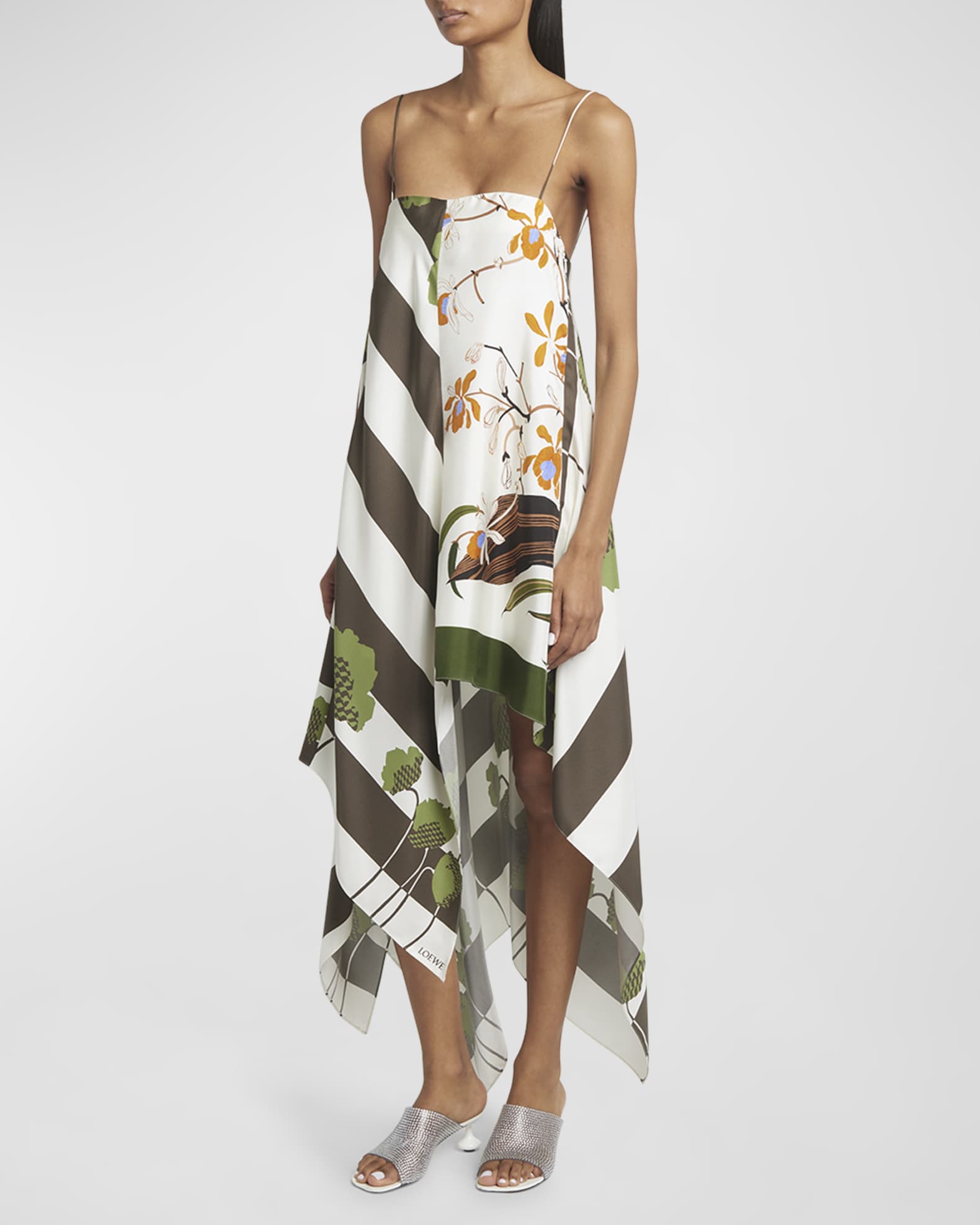 Loewe x Paula Ibiza Asymmetric Multi-Print Slip Dress