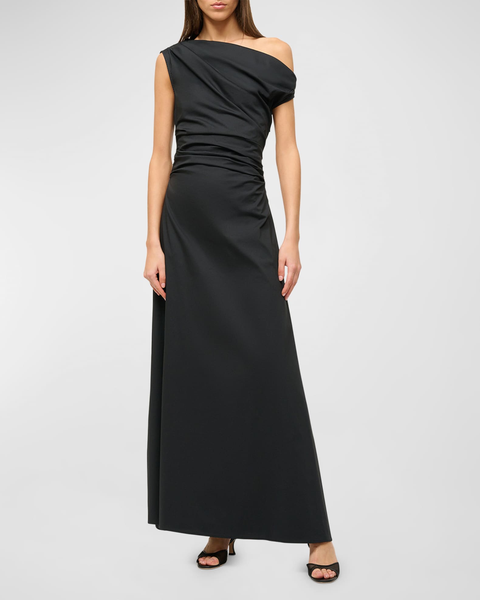 Staud Phare One Shoulder Maxi Dress Black