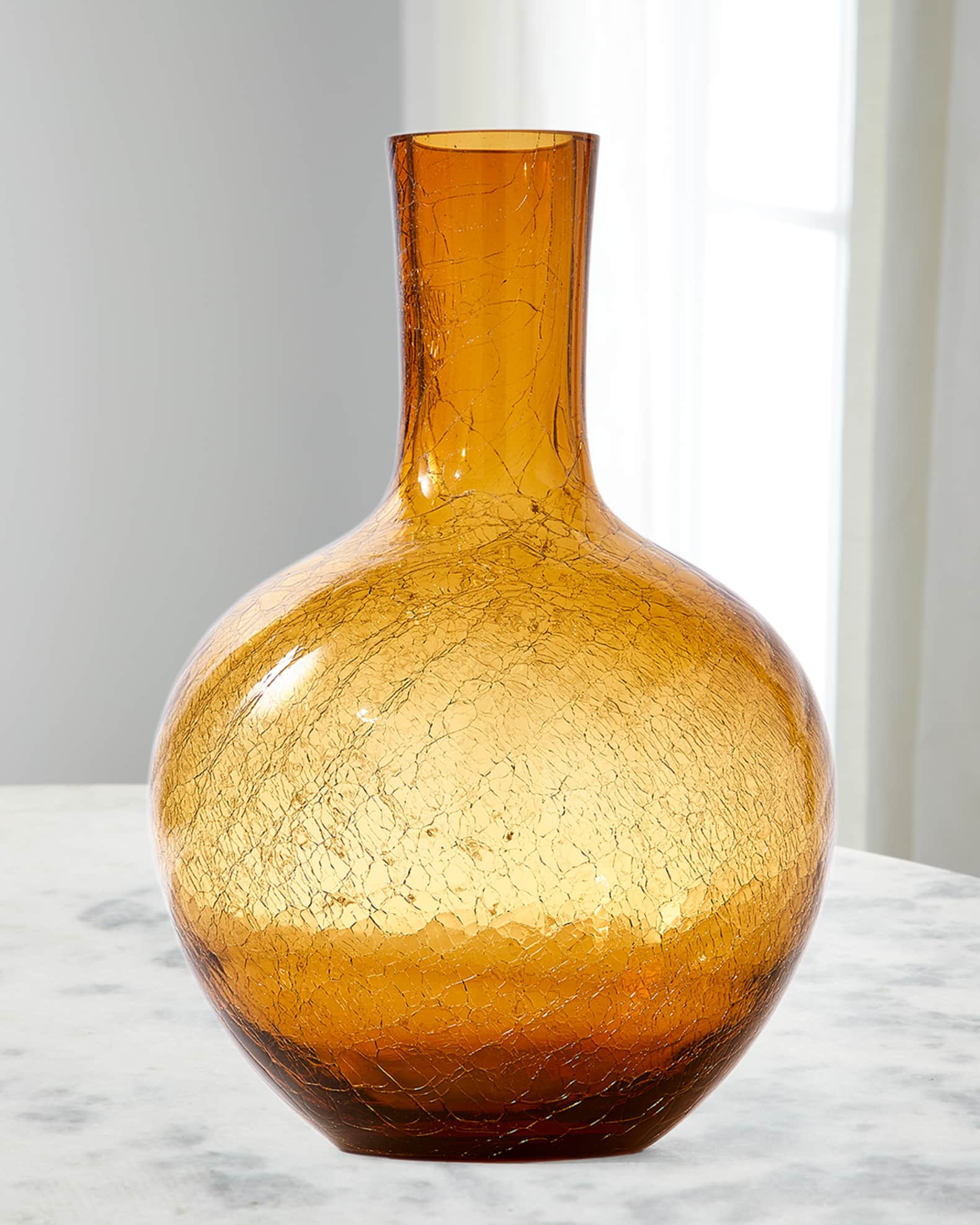 POLSPOTTEN Crackled Glass Ball Body Vase - 19.7"