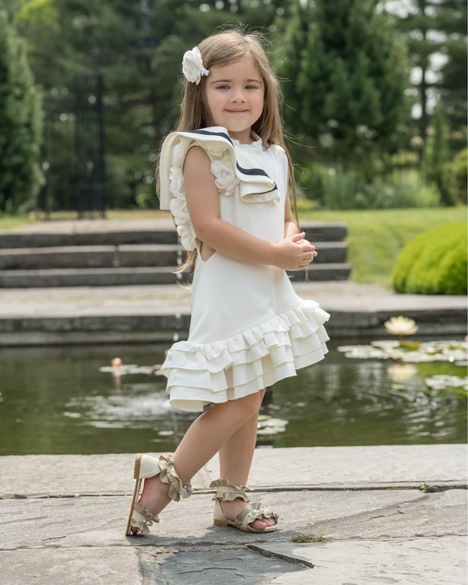 Girl's Alex & Contrast Ruffle-Trim Dress, Size 12M-10 1
