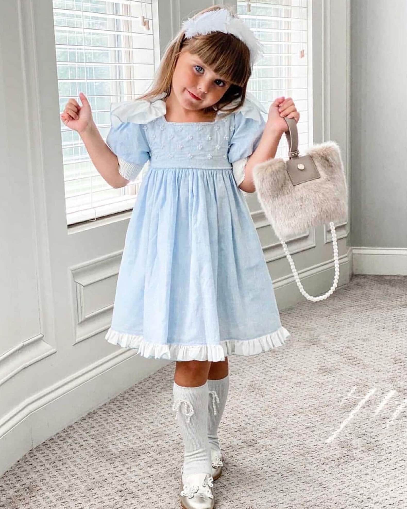 Girl s Linen Bow Dress Size 12M 8