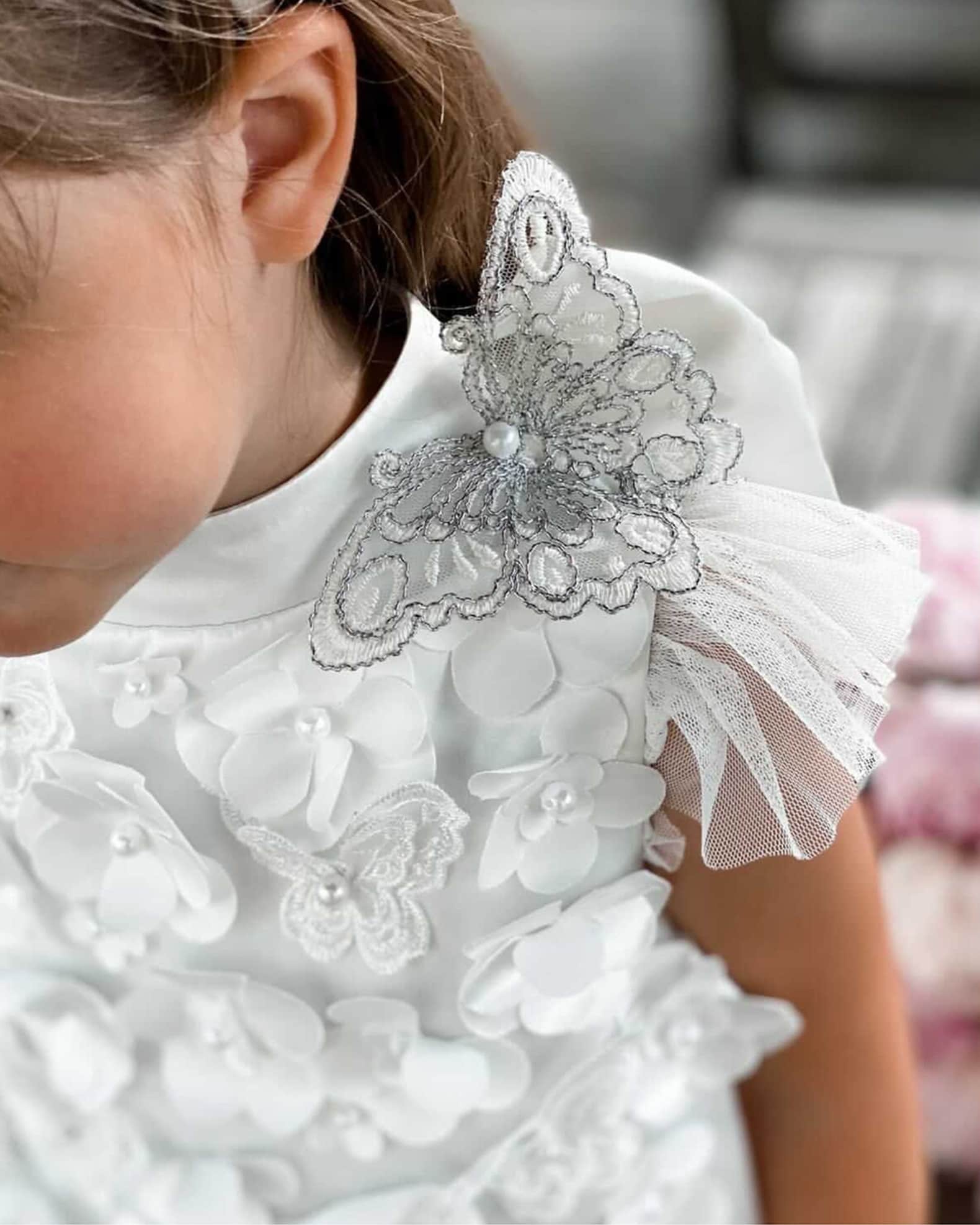 Petite Maison Kids Girl s Butterfly Applique Ceremony Dress Size 12m 10 White 3 Toddler Girls Apparel Clothing