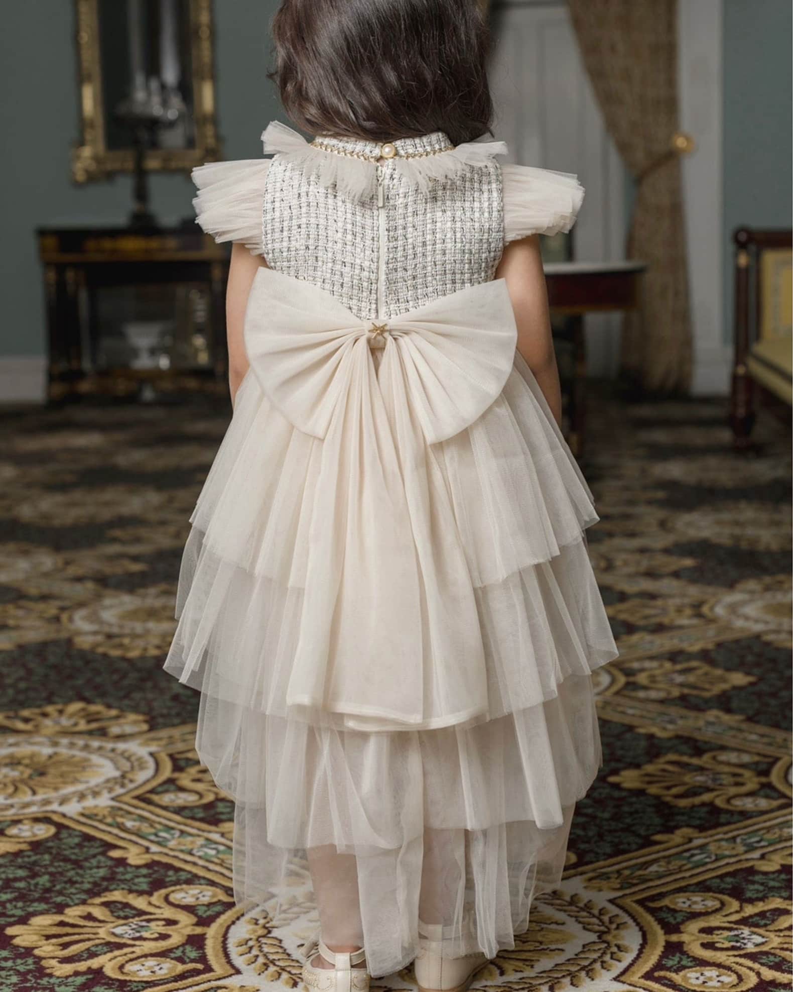 Girl s Fira Tweed and Tulle Layered Dress Size 12M 10