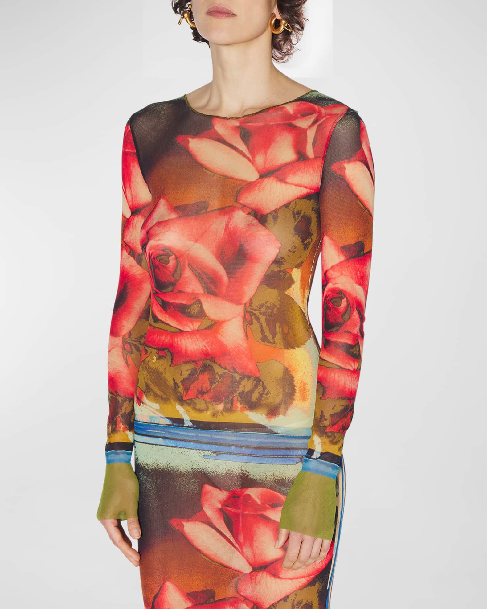 Jean Paul Gaultier Layered Long Sleeves Top Printed 