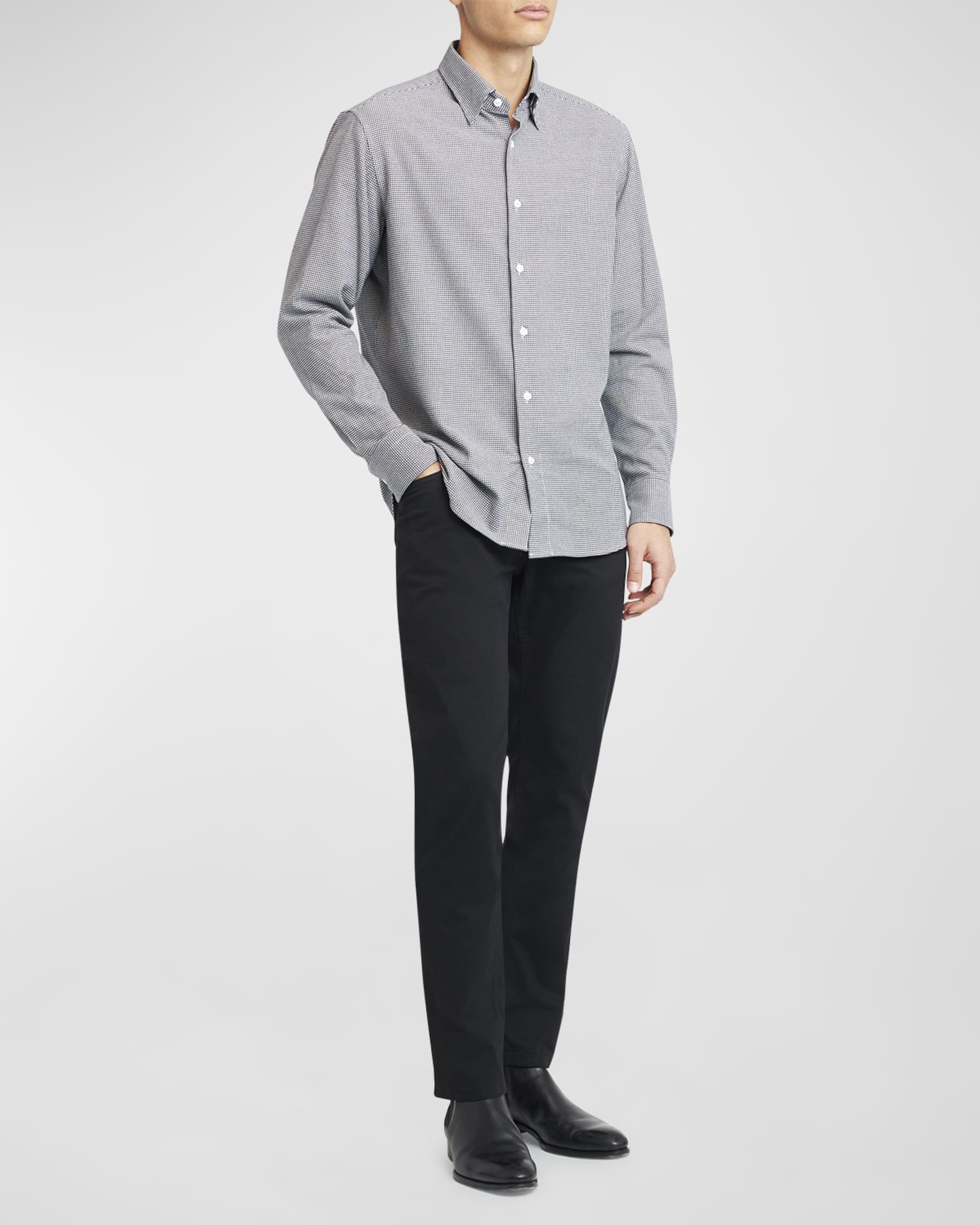 Men's Cotton Micro-Houndstooth Sport Shirt 1