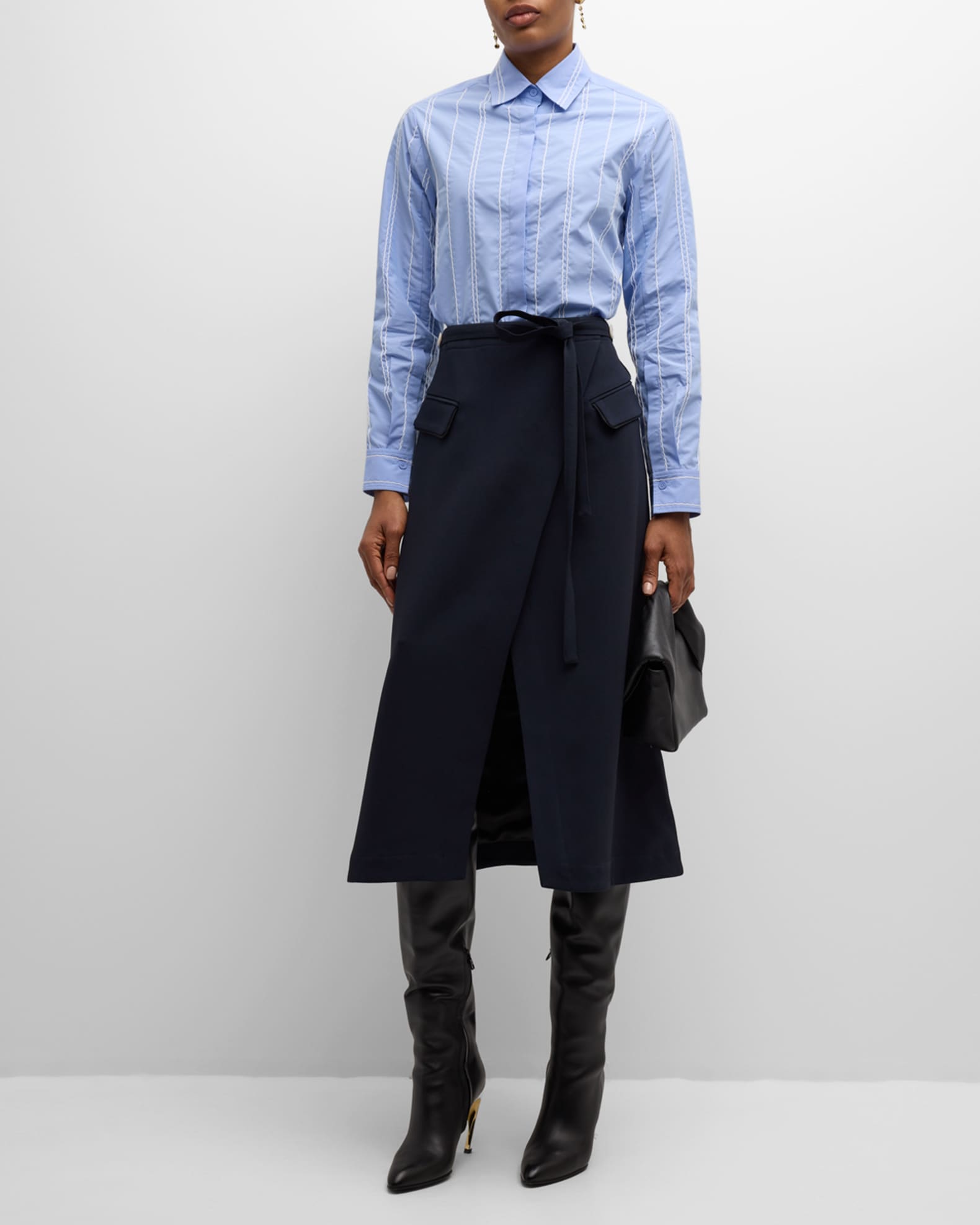 Wavy Stitched Long-Sleeve Shirt 1