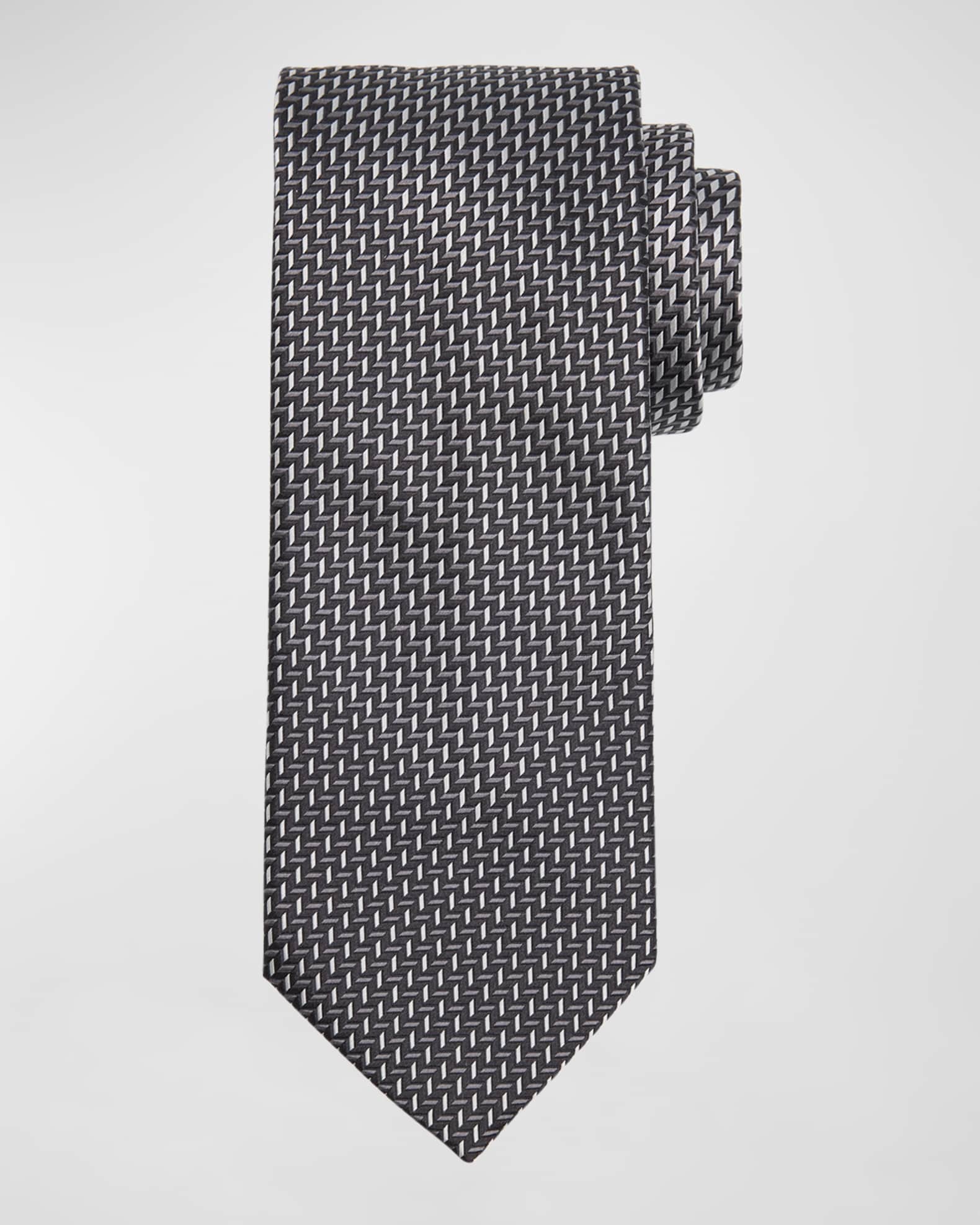 Brioni Men's Chevron-Print Silk Tie
