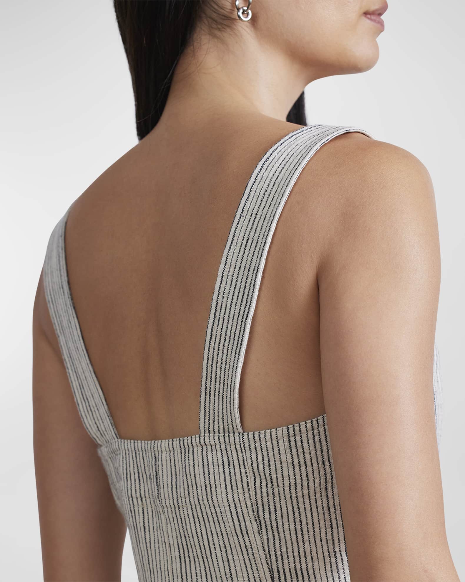 Apiece Apart Berel Sleeveless Striped Square-Neck Midi Dress | Neiman ...