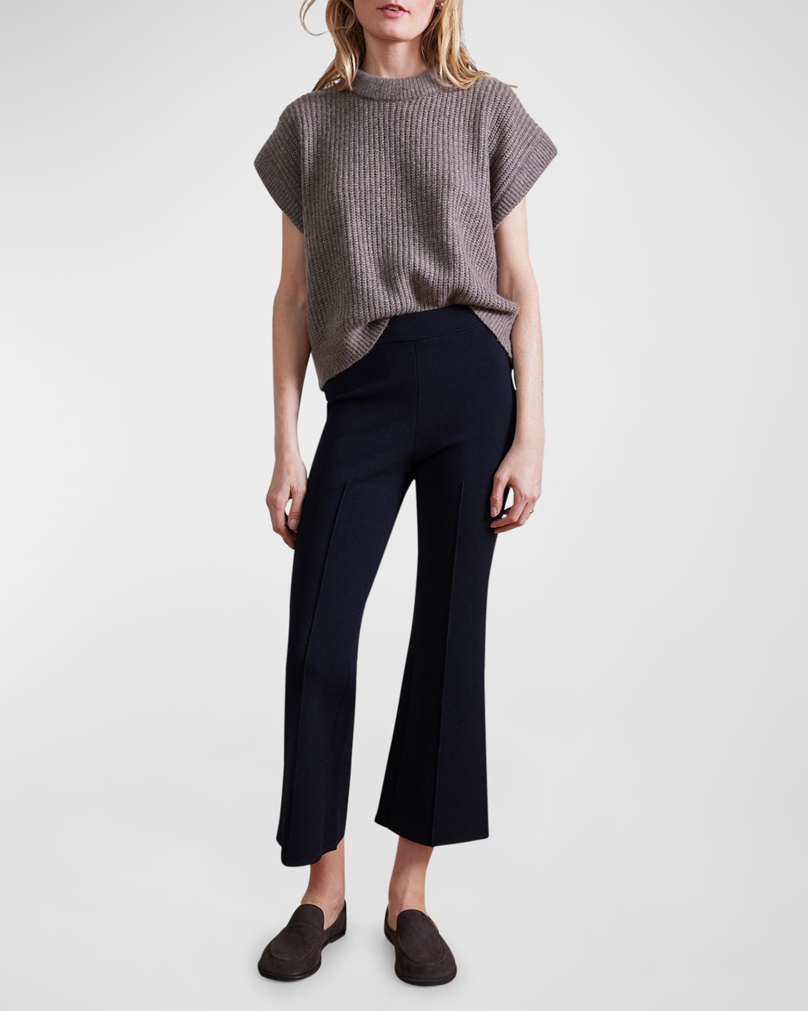 Rene Pintuck Cropped Flare-Leg Pants 1