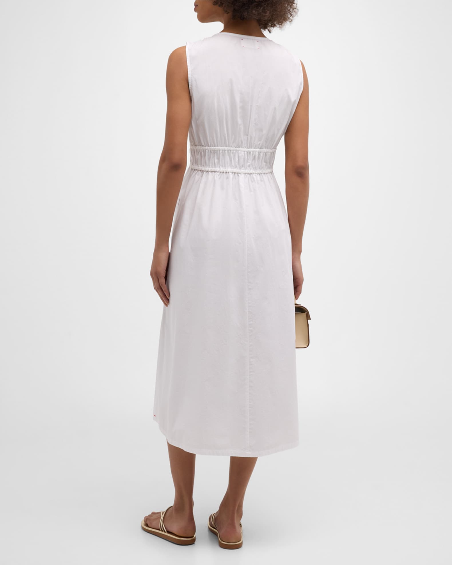 Xirena Cyra Ruched Empire Cotton Midi Dress | Neiman Marcus