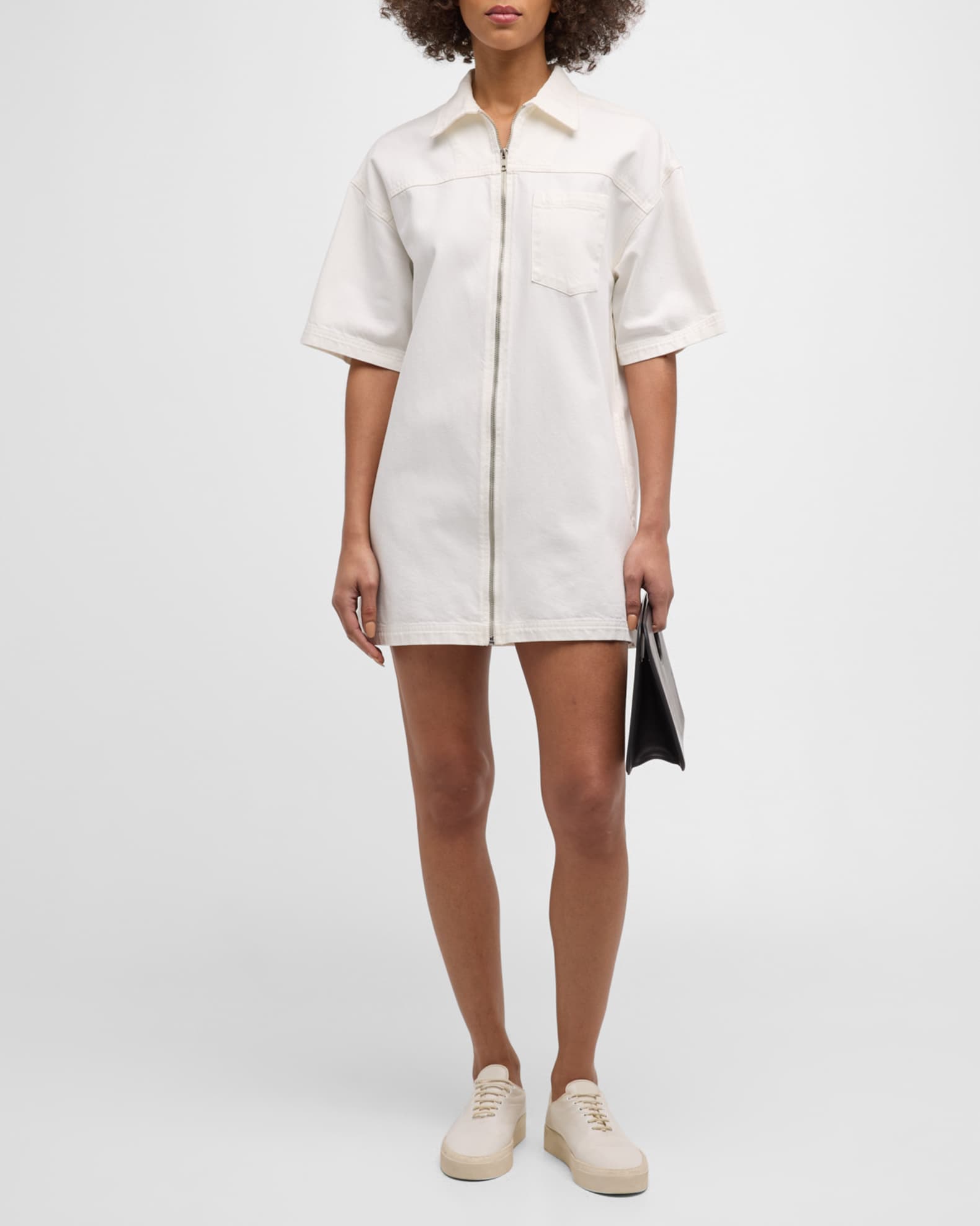 Jaysen Zip Front Cotton Denim Mini Dress