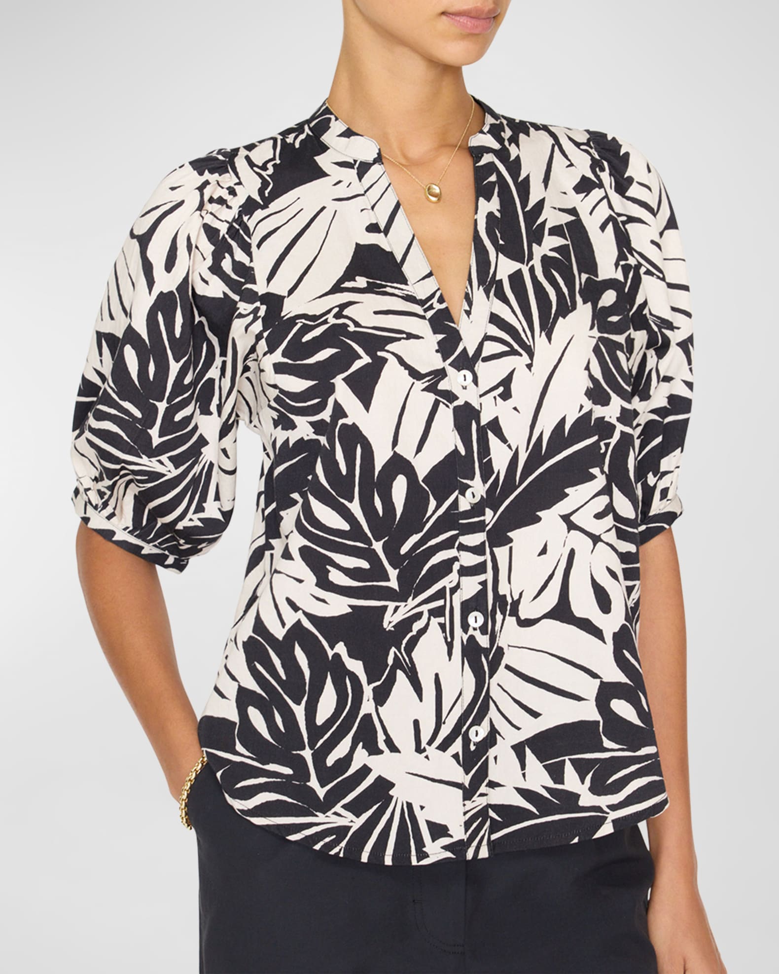Brochu Walker Asteria Botanical-Print Cotton Blouse