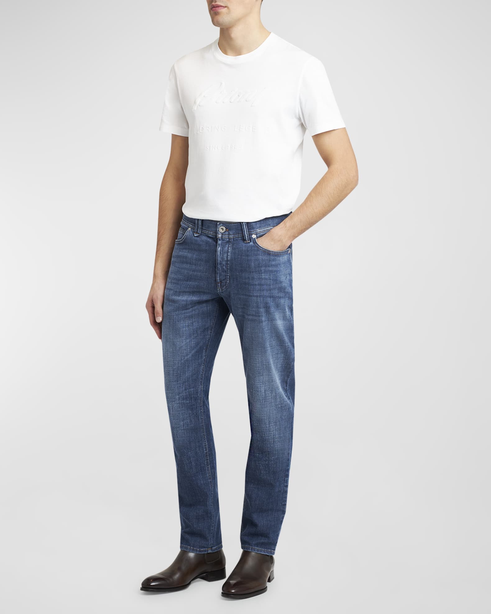 Men's Light Wash Straight-Leg Jeans 1