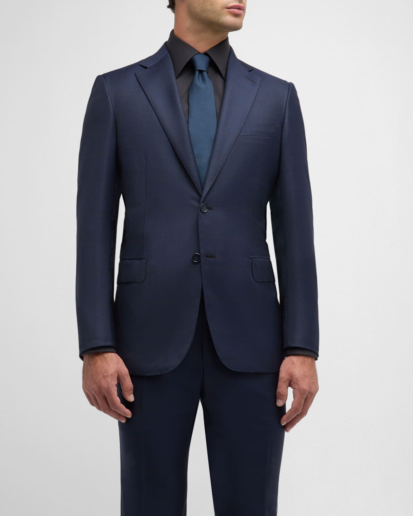 Brioni Men's Windowpane Wool Suit | Neiman Marcus