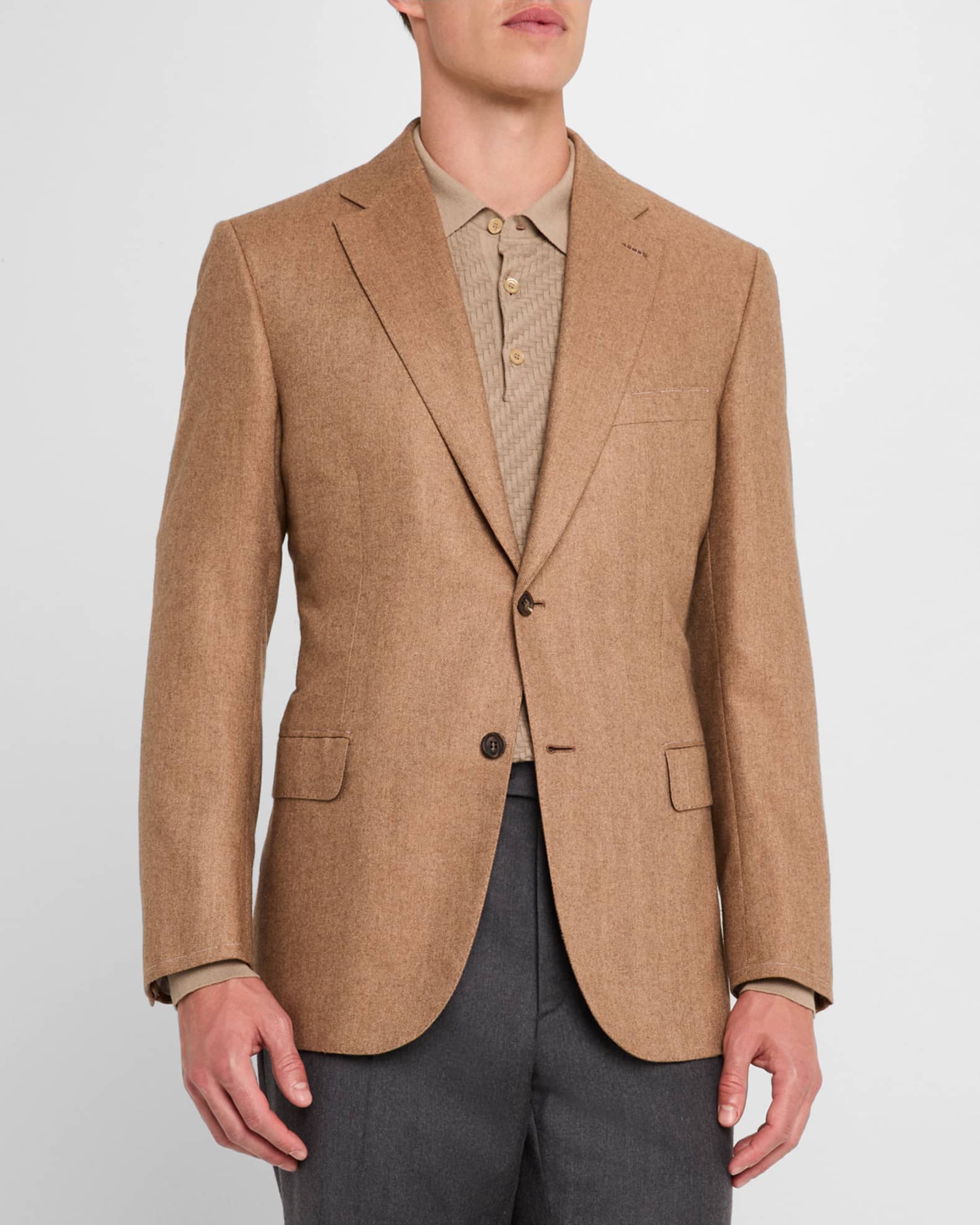 Brioni Men s Herringbone Blazer LT Brown Men s 46L Coats Jackets Outerwear Blazers