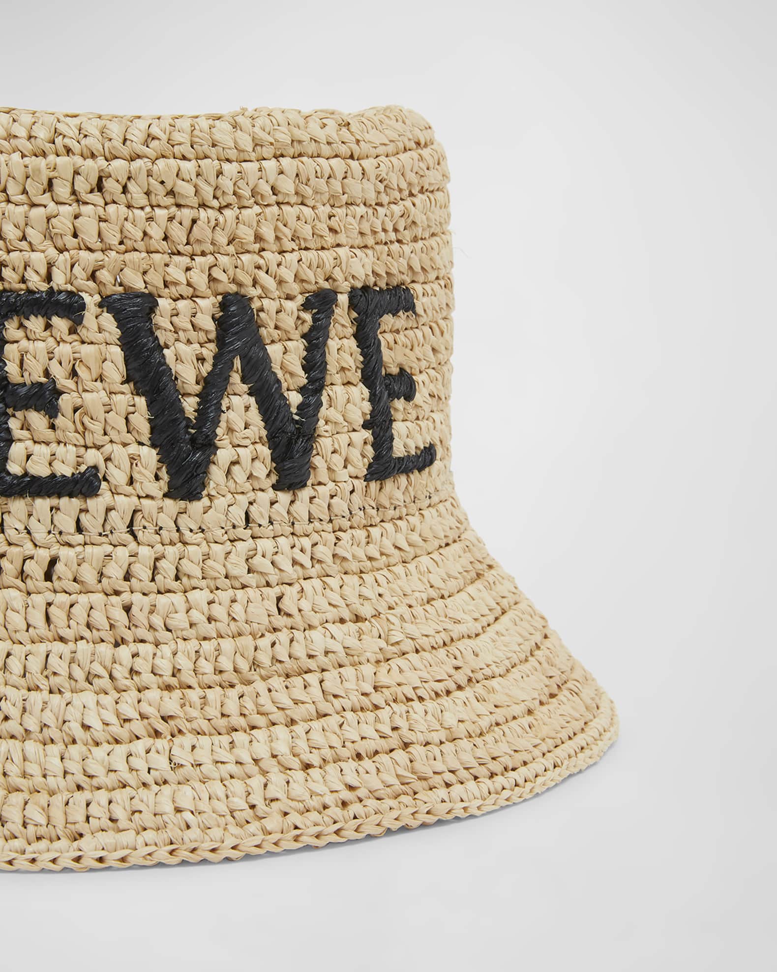Logo Woven Raffia Bucket Hat  1