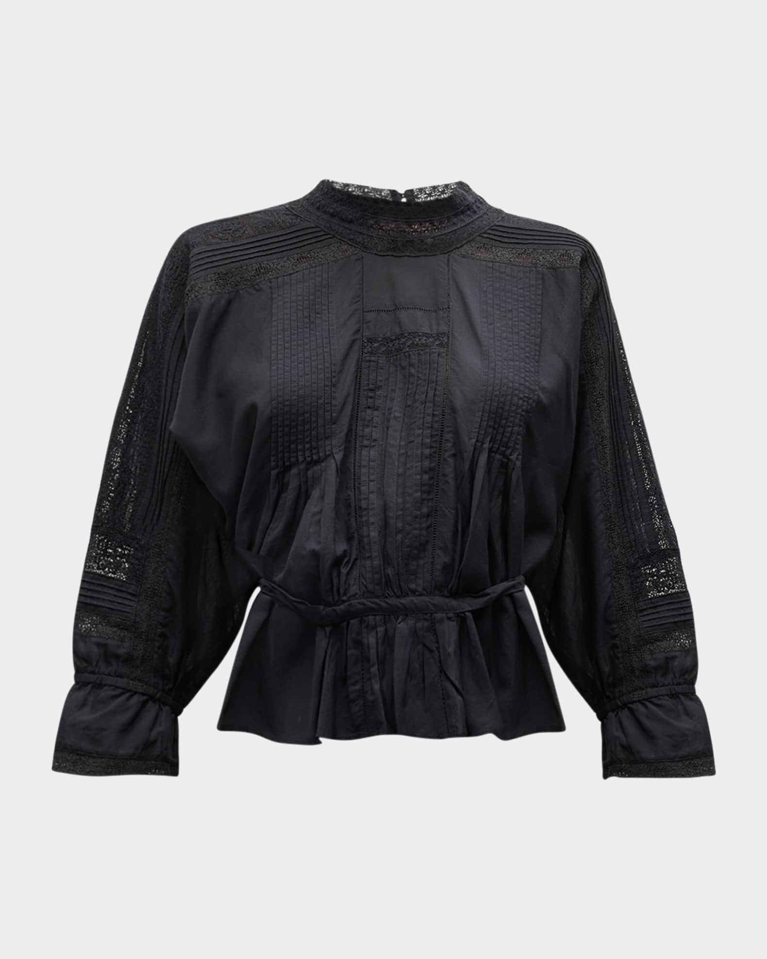 Vanessa Bruno Viva Pintuck Lace-Inset Blouse