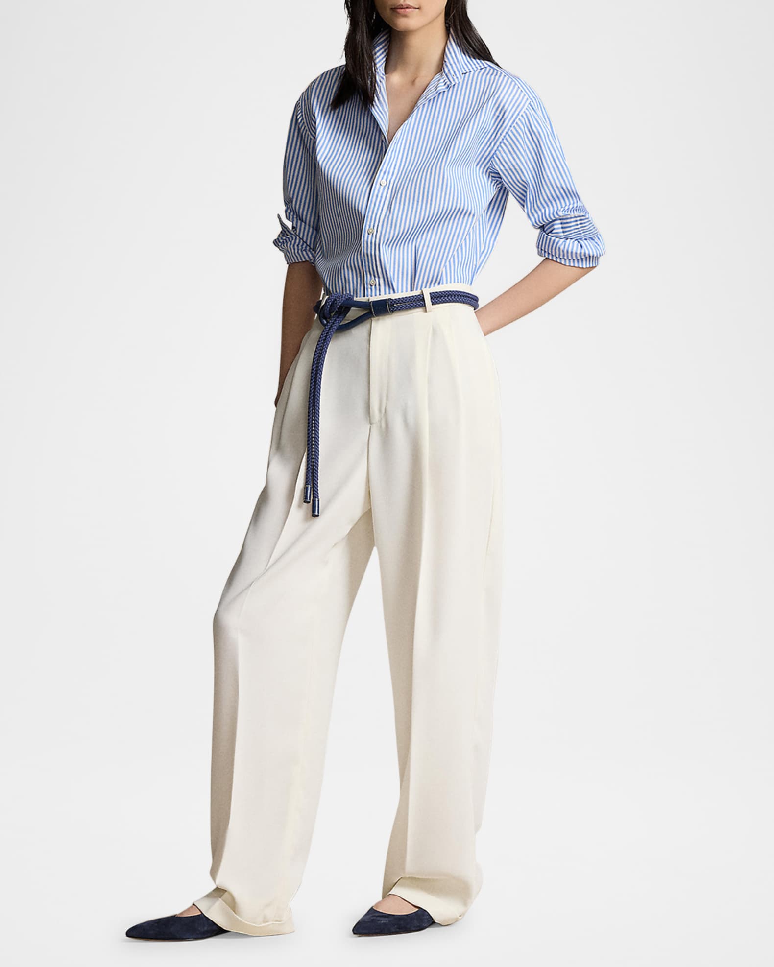 Polo Ralph Lauren Striped Long-Sleeve Cotton Blouse | Neiman