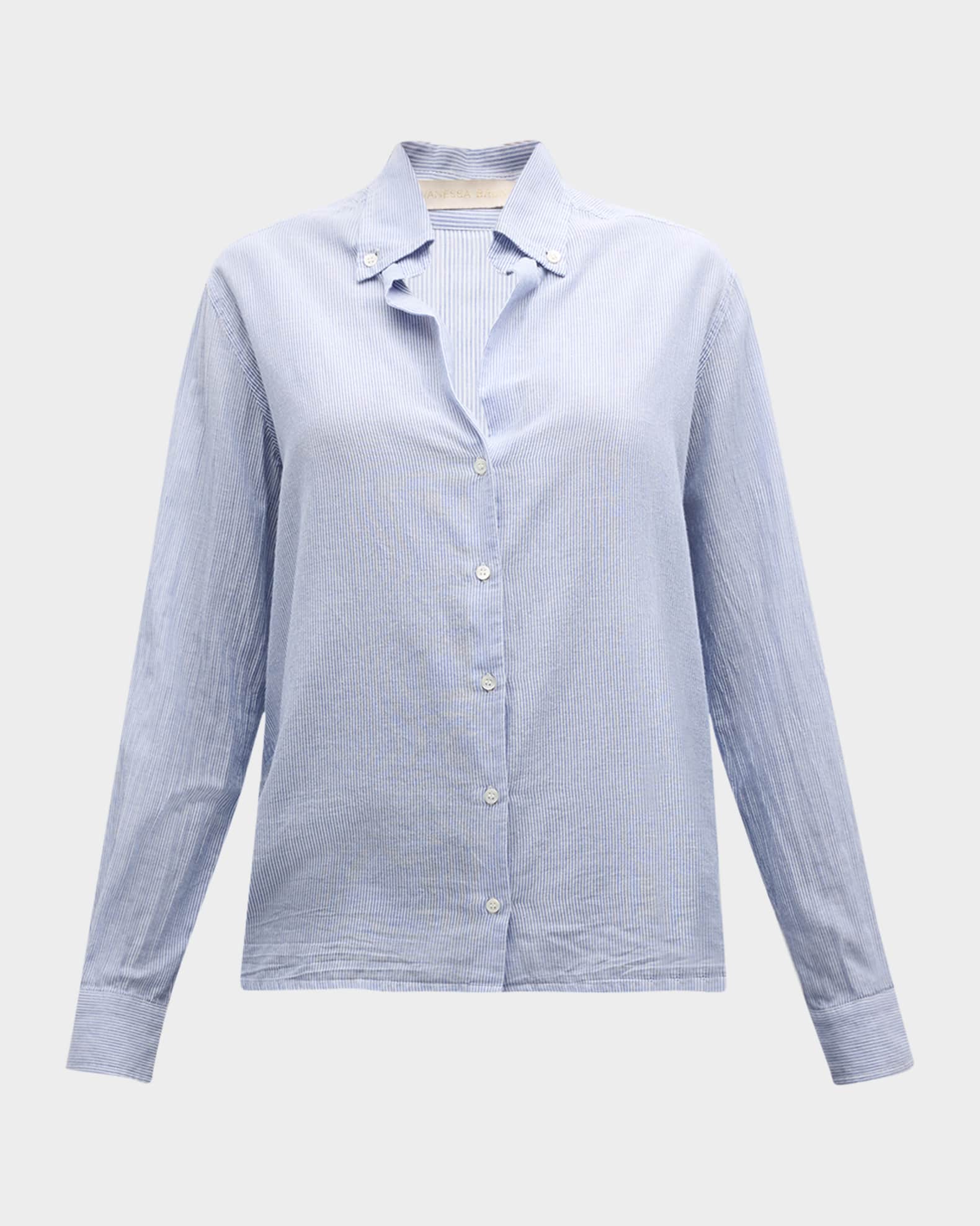 Vanessa Bruno Druyat Striped Button-Down Cotton Shirt