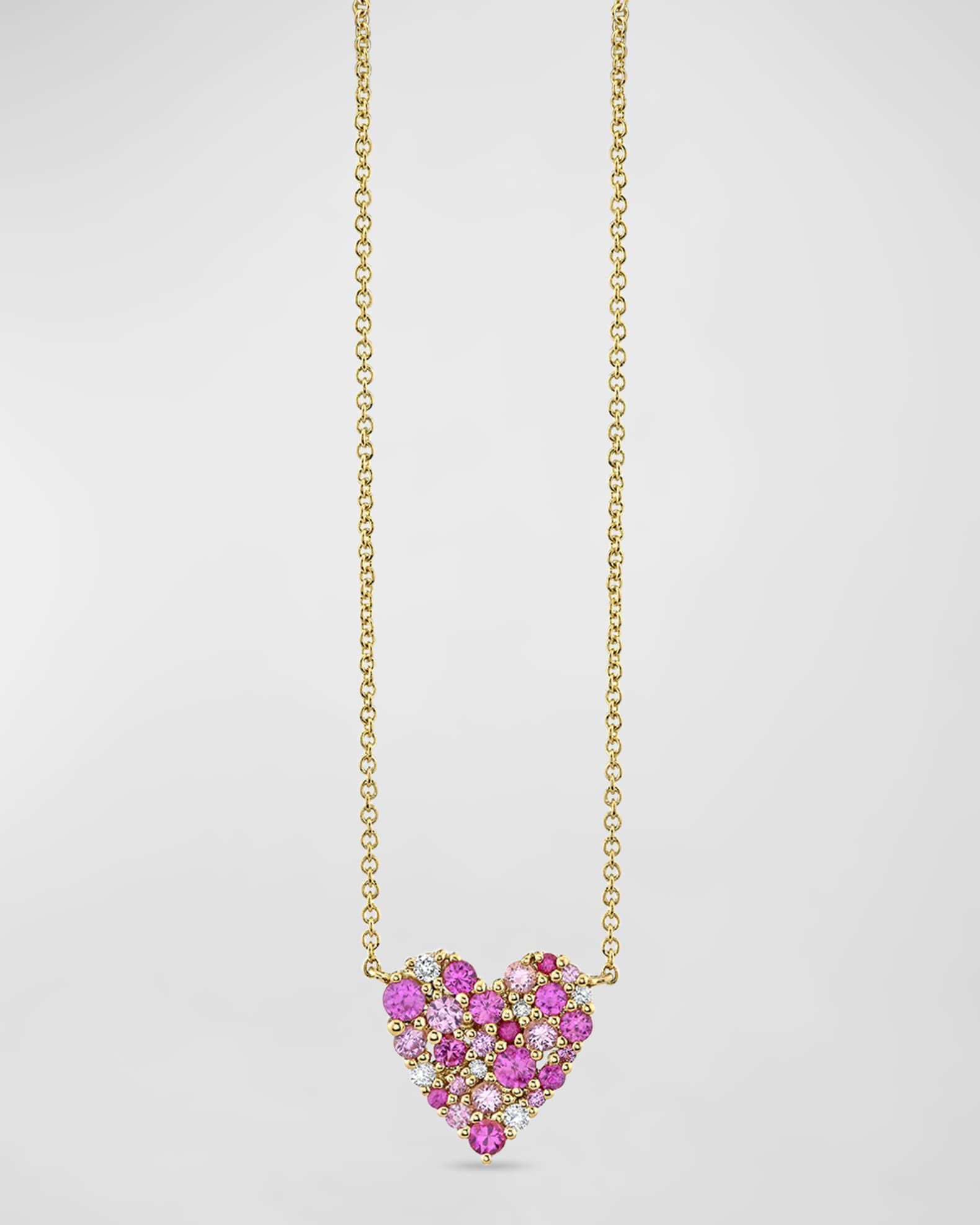 Small Cocktail Heart Necklace on Light Tiffany Chain, 18"L 0