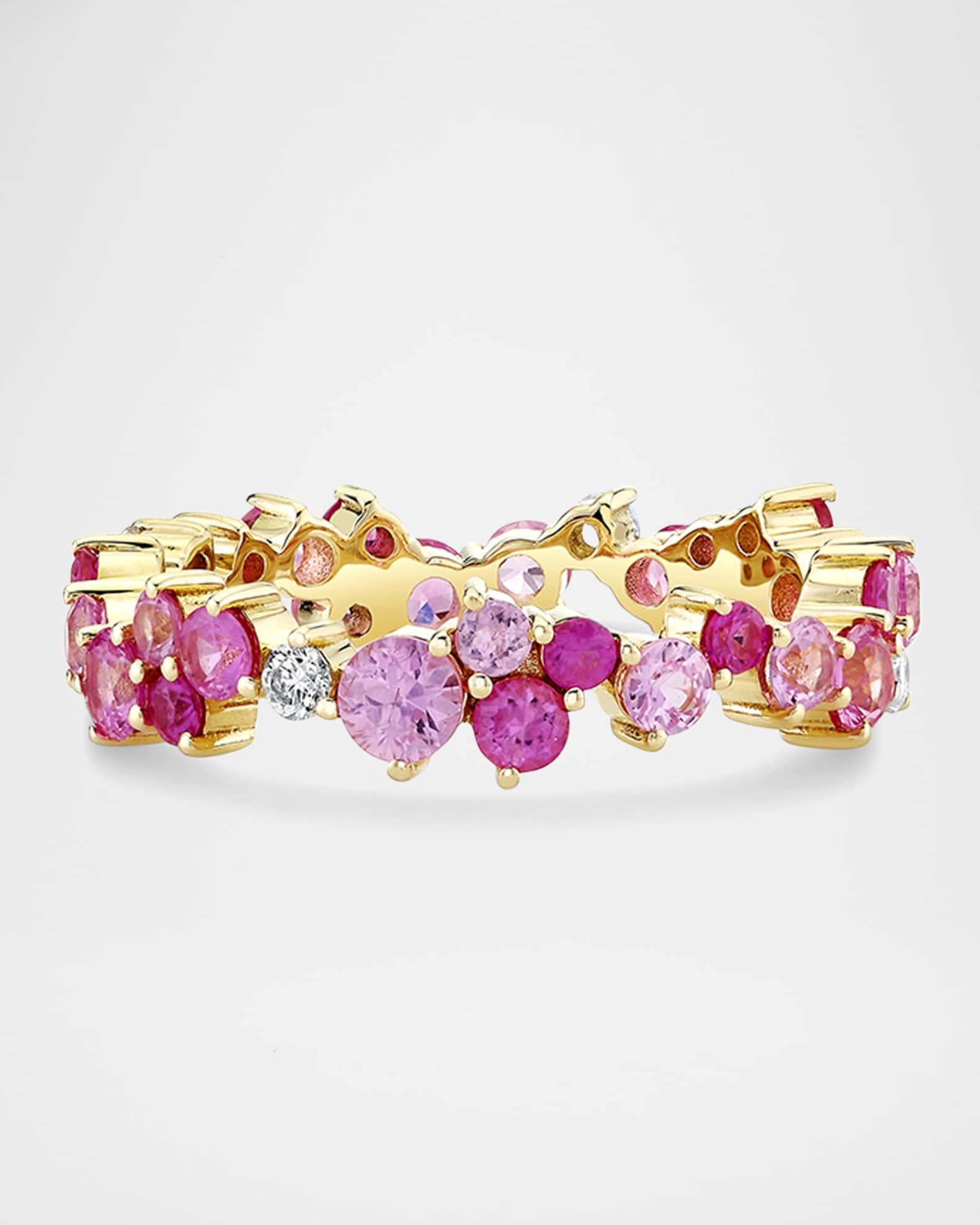 Cocktail Eternity Ring with Pink Sapphires, Size 6.5 0