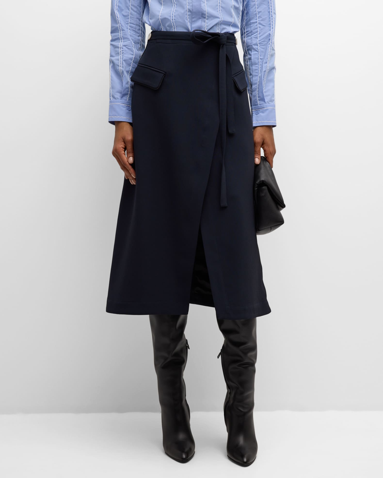 Tie-Waist Faux-Wrap Midi Skirt 1