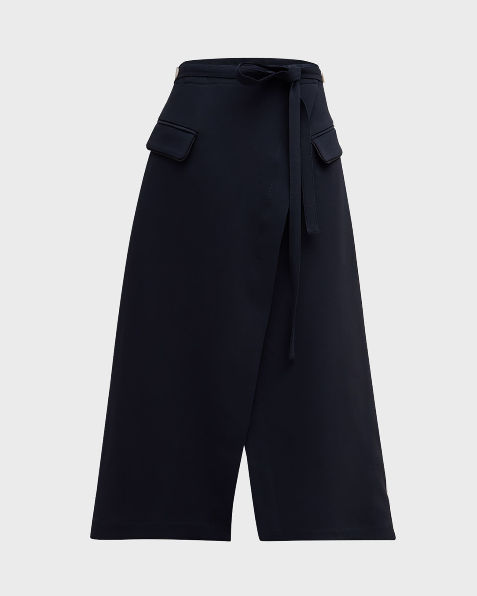 Tie-Waist Faux-Wrap Midi Skirt 0