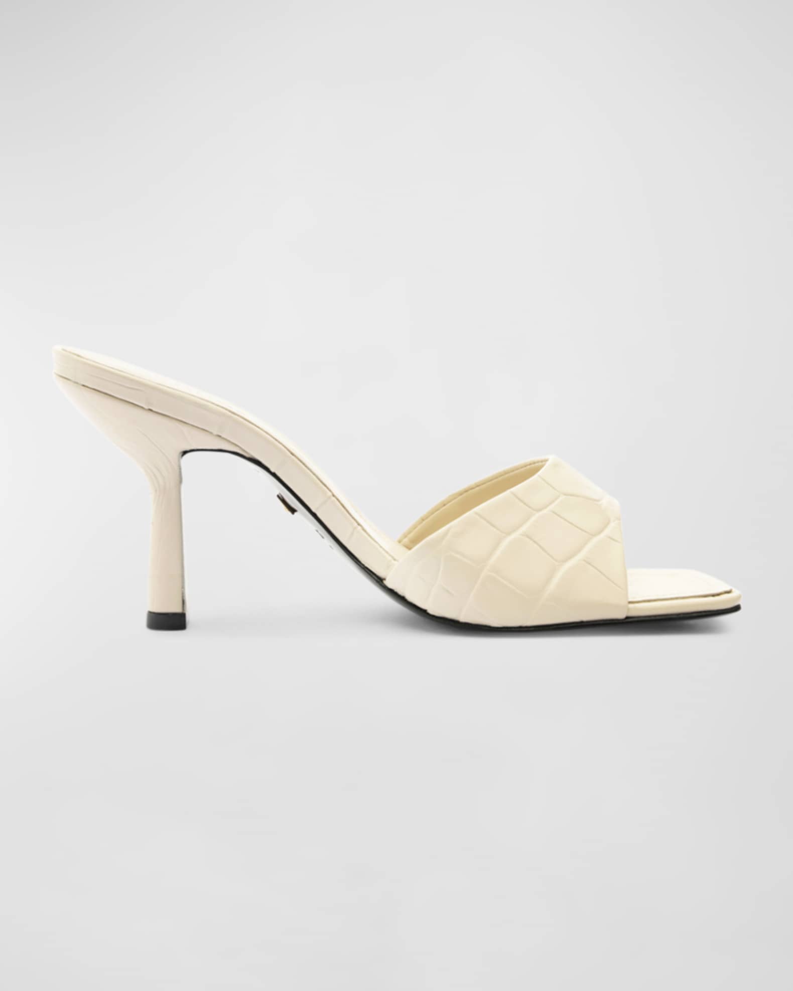 Schutz Posseni Croco Stiletto Slide Sandals