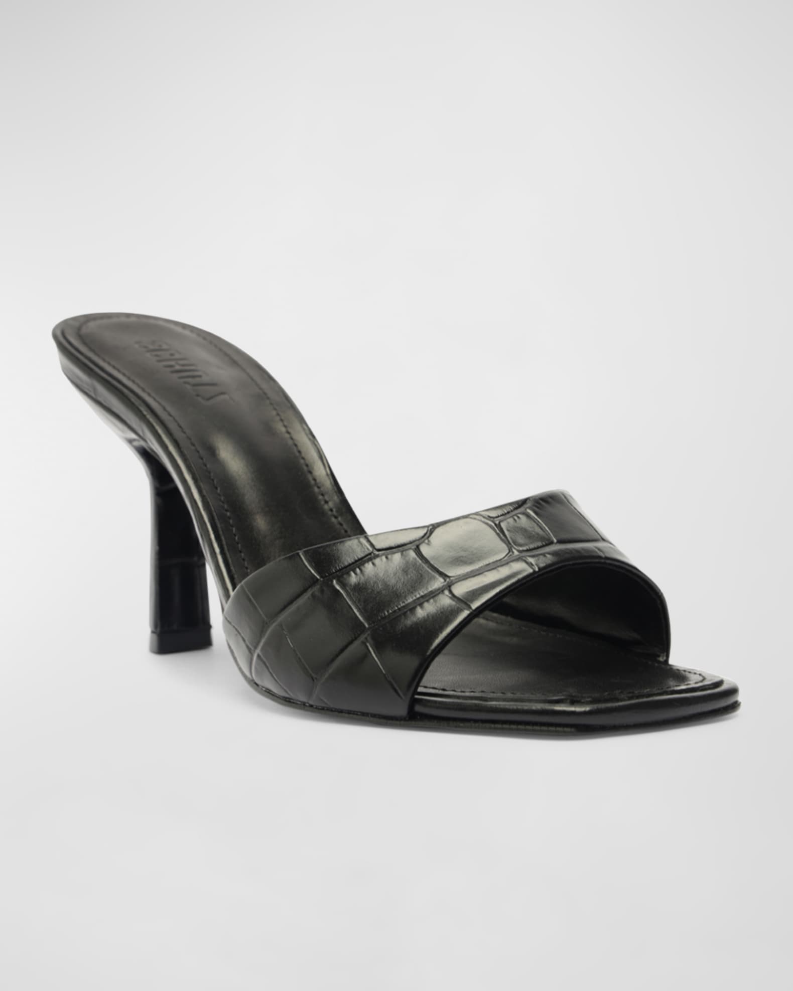Posseni Croco Stiletto Slide Sandals 1