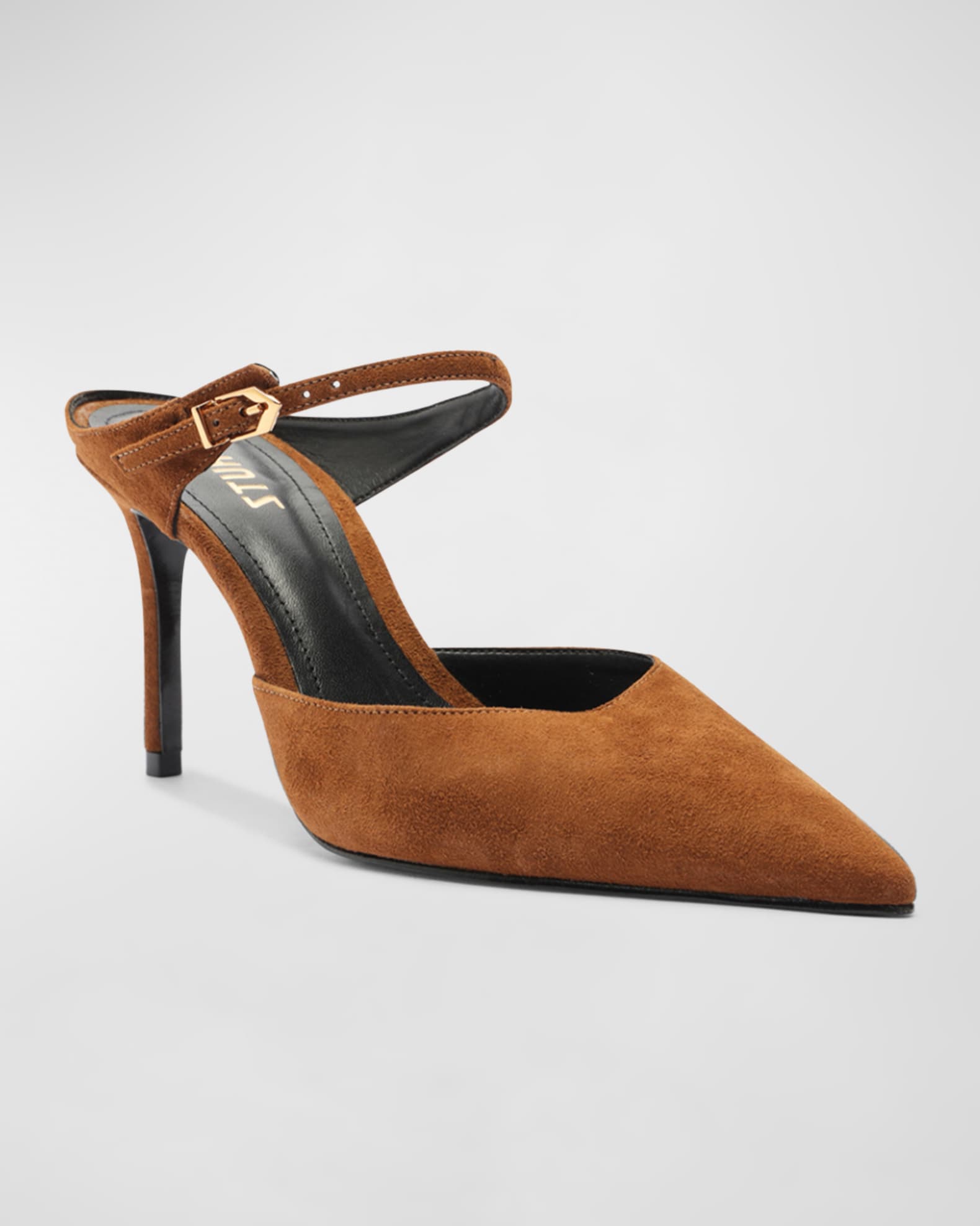Laura Suede Buckle Mule Pumps 1