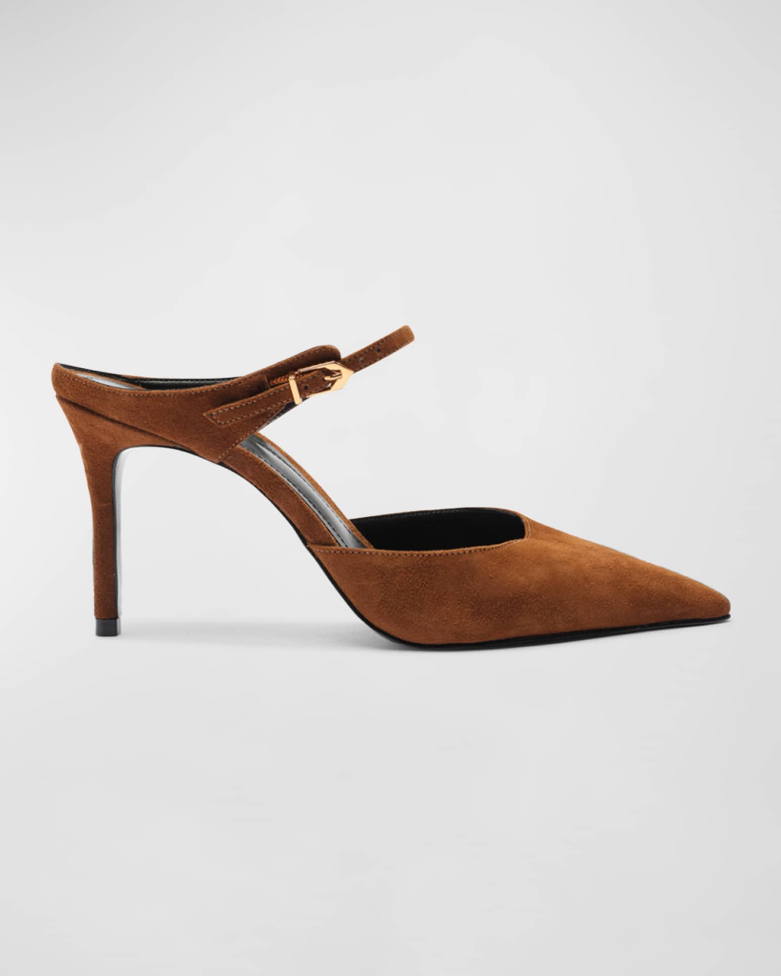 Laura Suede Buckle Mule Pumps 0