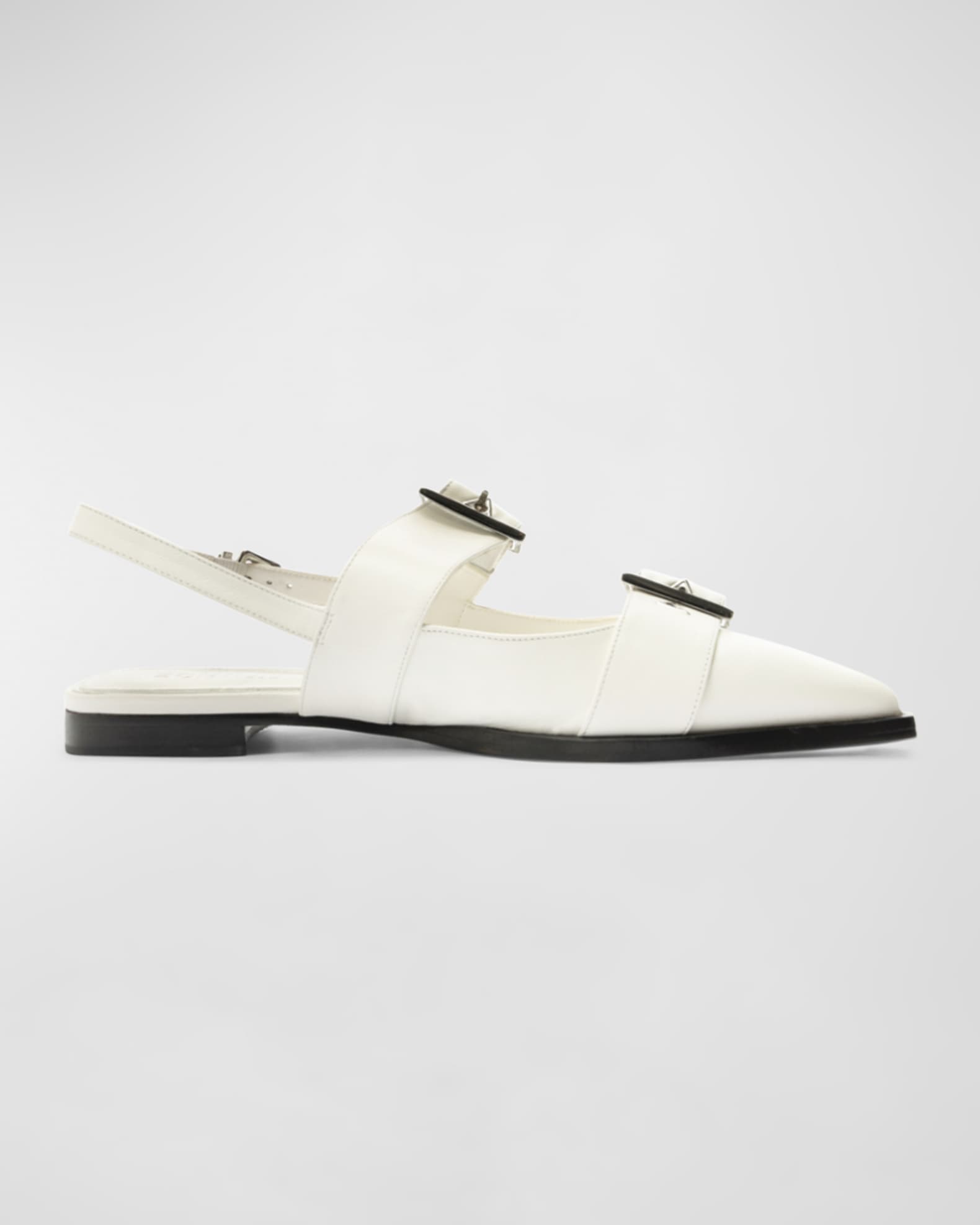 SCHUTZ Women's Darla Sling Flats - Pointed Toe With Buckle Strap & Cushioned Footbed