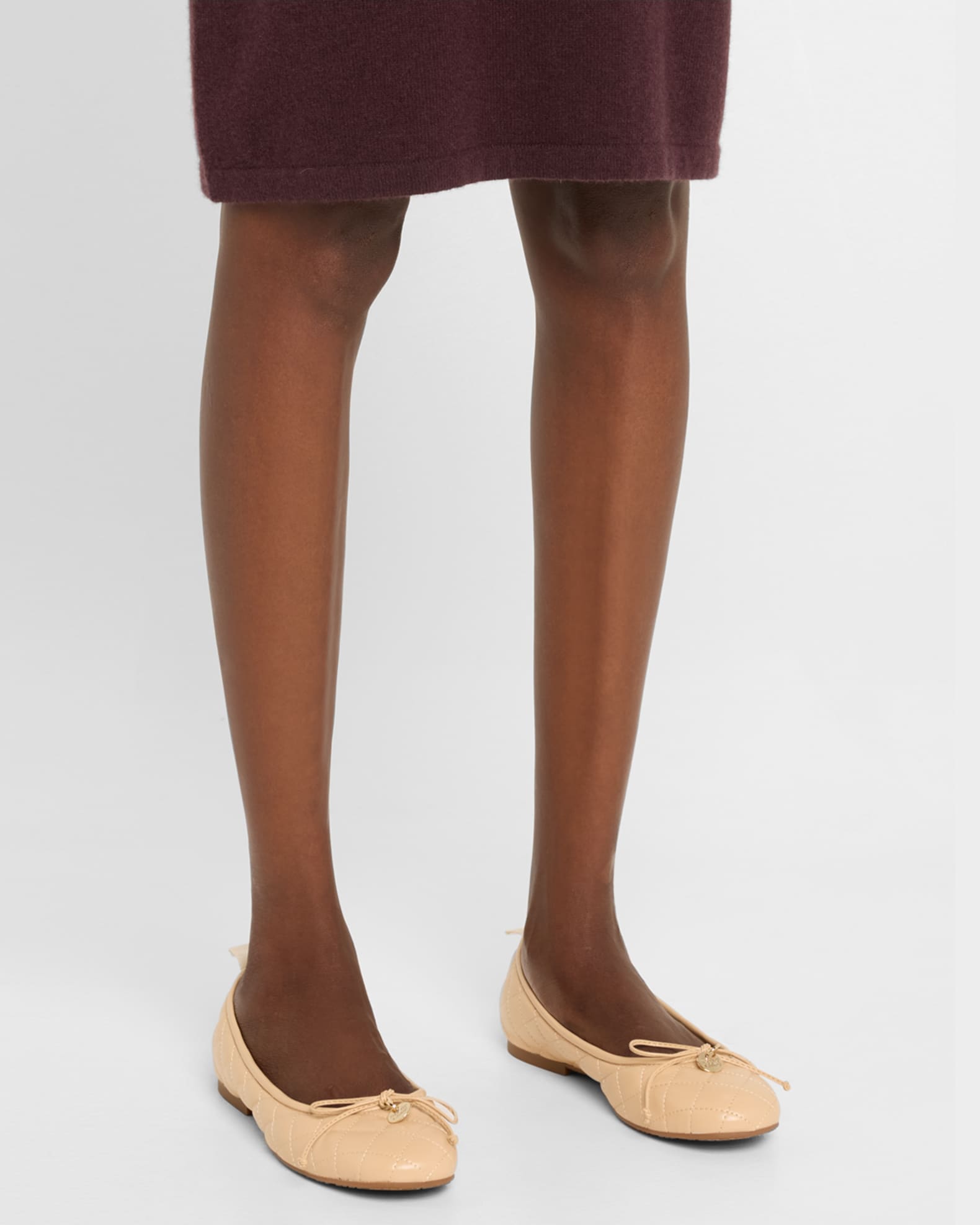 See by Chloe Jodie Quilted Bow Ballerina Flats Nude Women s 38EU Flats Ballet Ballerina Flats