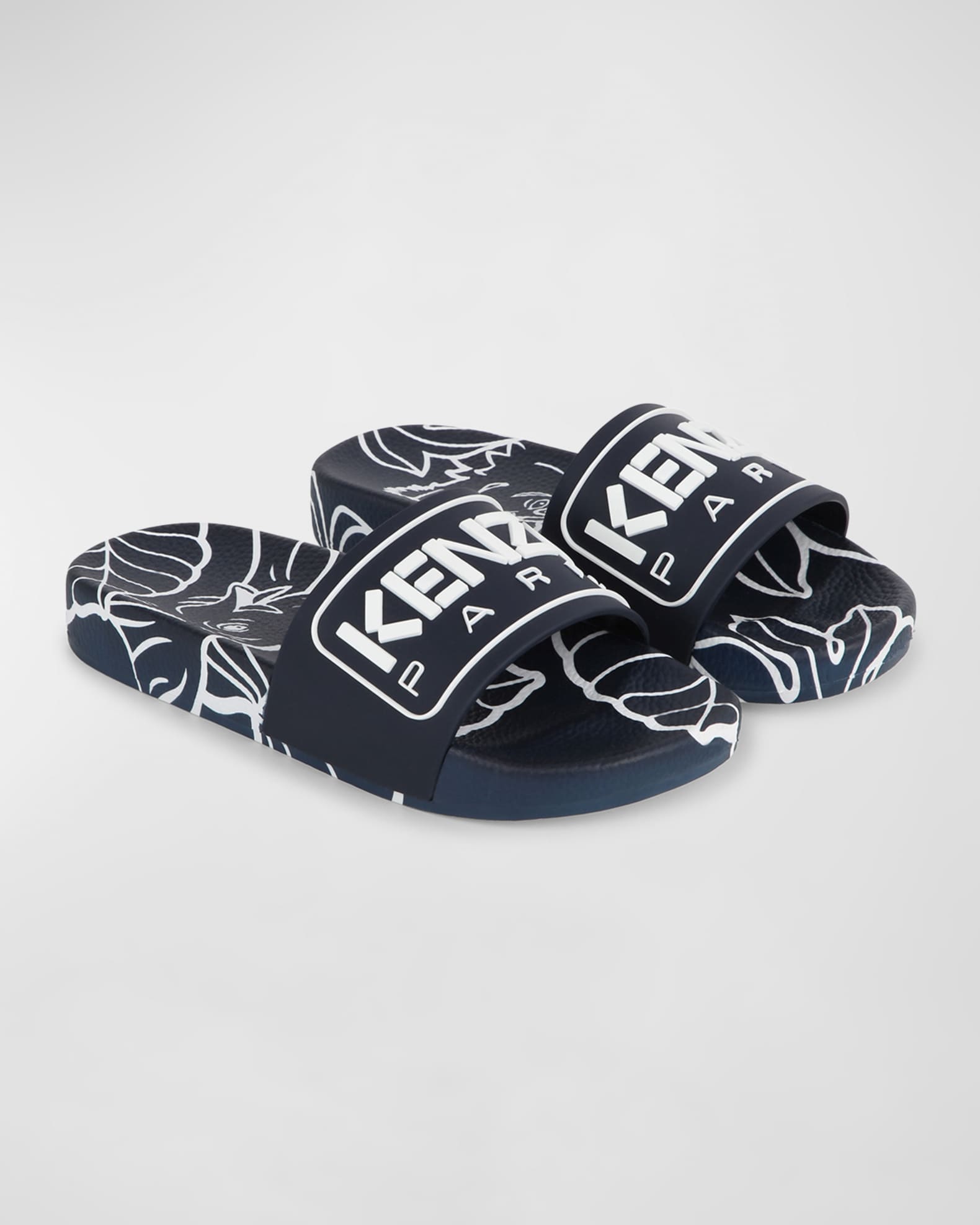 Kenzo Girl s Embossed Logo Print Slides Toddler Kids Neiman Marcus