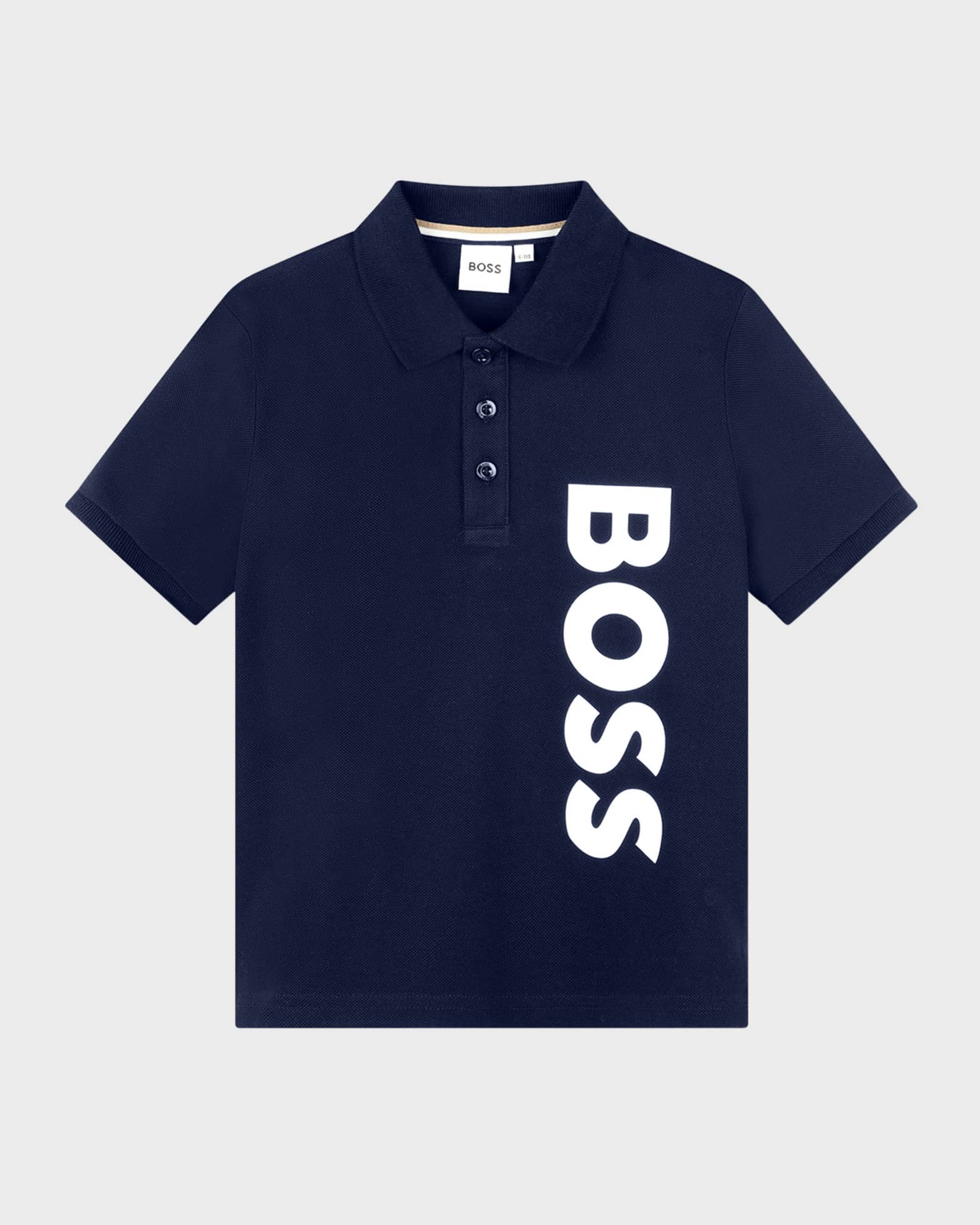 BOSS Boys Logo Print Polo Shirt in Navy