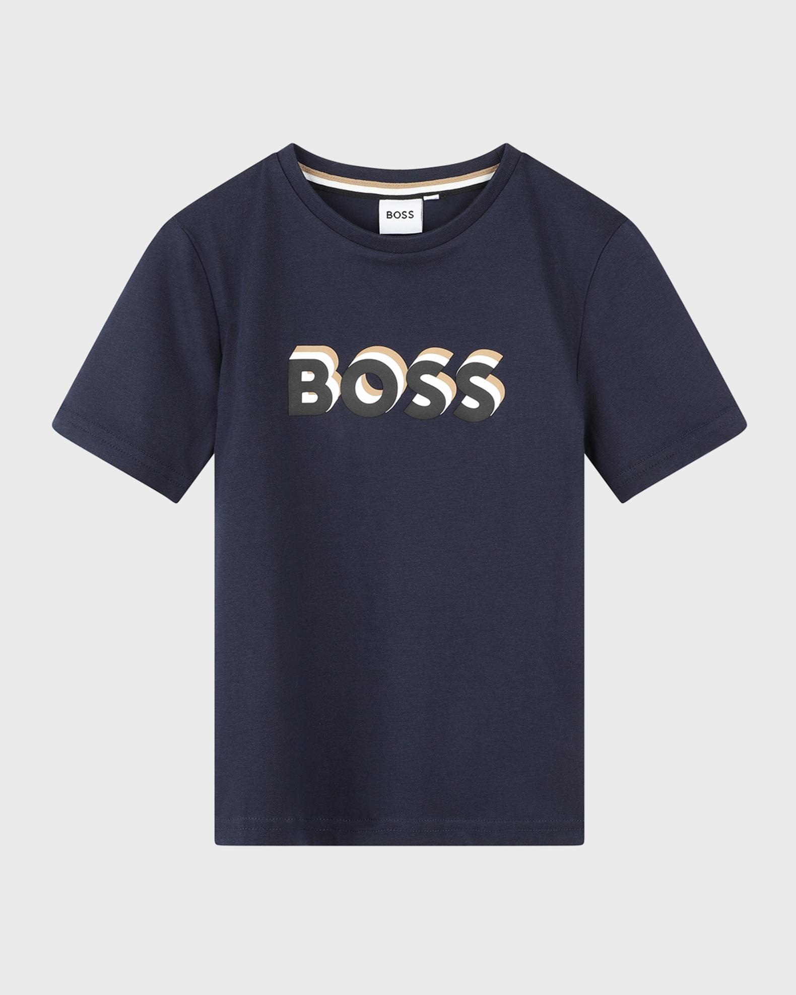 BOSS Boy's Embossed Logo-Print T-Shirt, Size 4-5 | Neiman Marcus