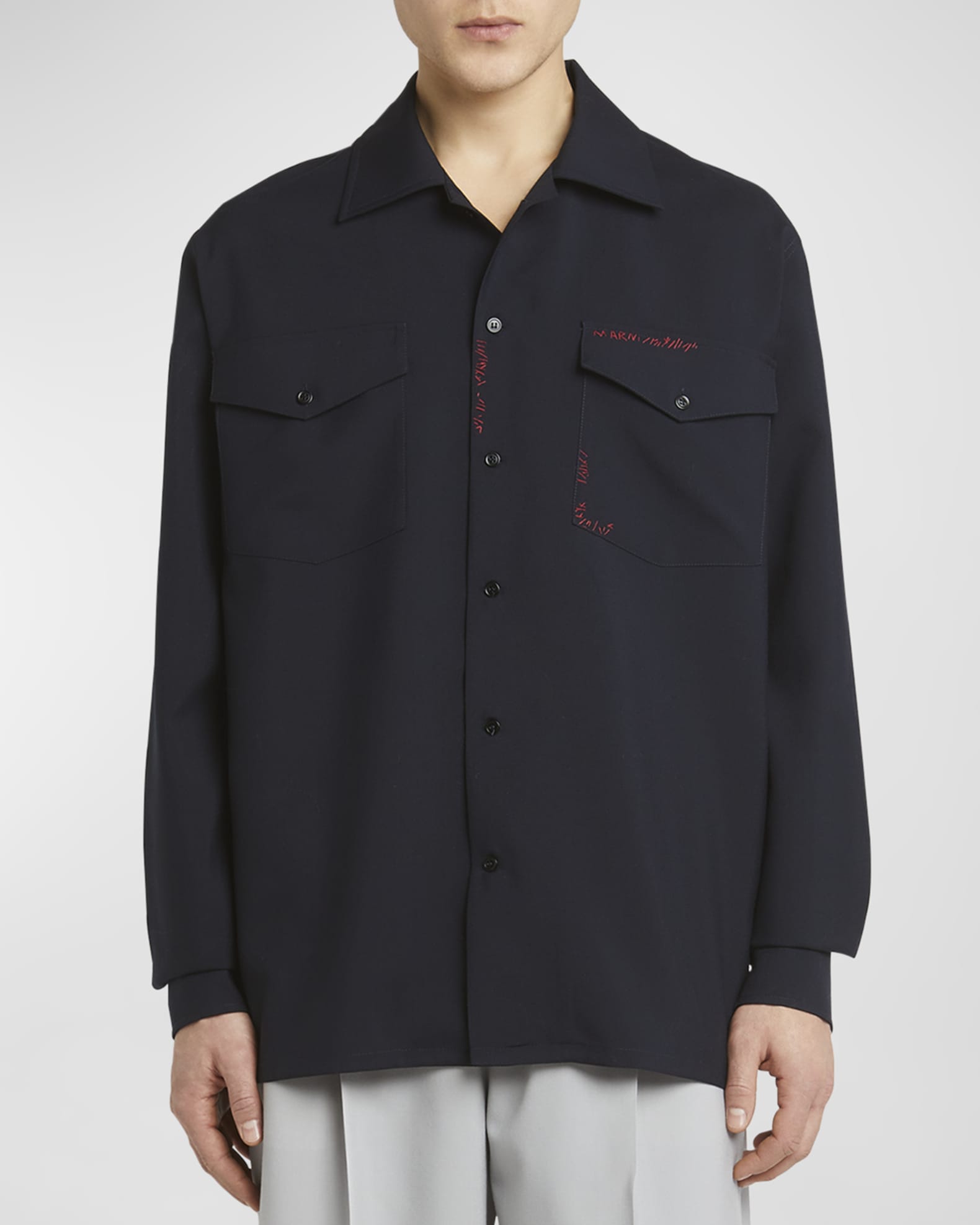 Men's Embroidered Logo Sport Shirt | Neiman Marcus