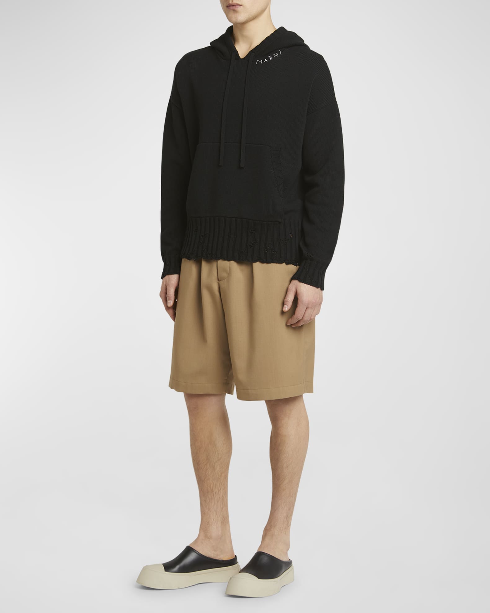 Men's Distressed Knit Logo Hoodie 1