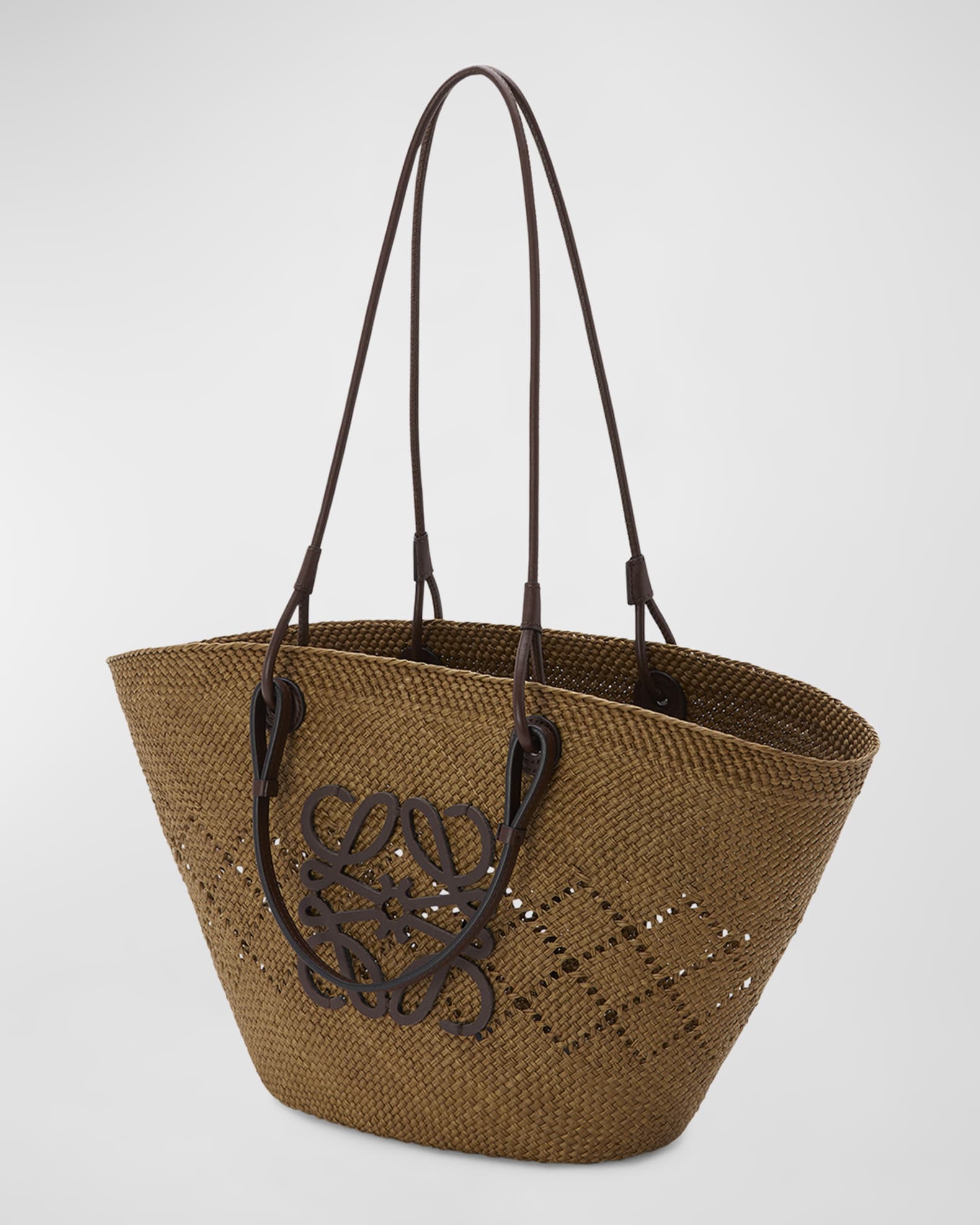 Loewe x Paula s Ibiza Large Anagram Basket Tote Bag in Iraca Palm with Leather Handles Neiman Marcus