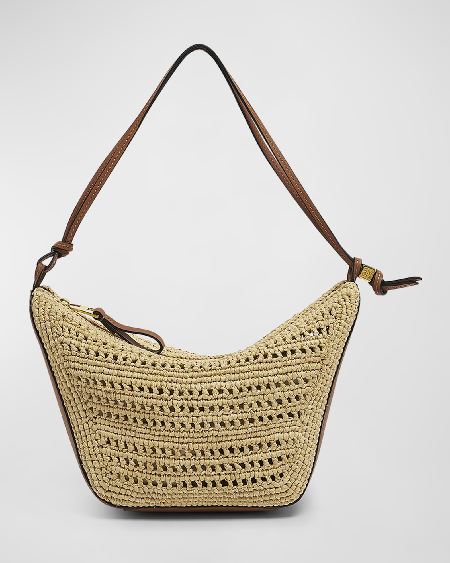 x Paula’s Ibiza Hammock Mini Hobo Bag in Raffia with Leather Strap 0