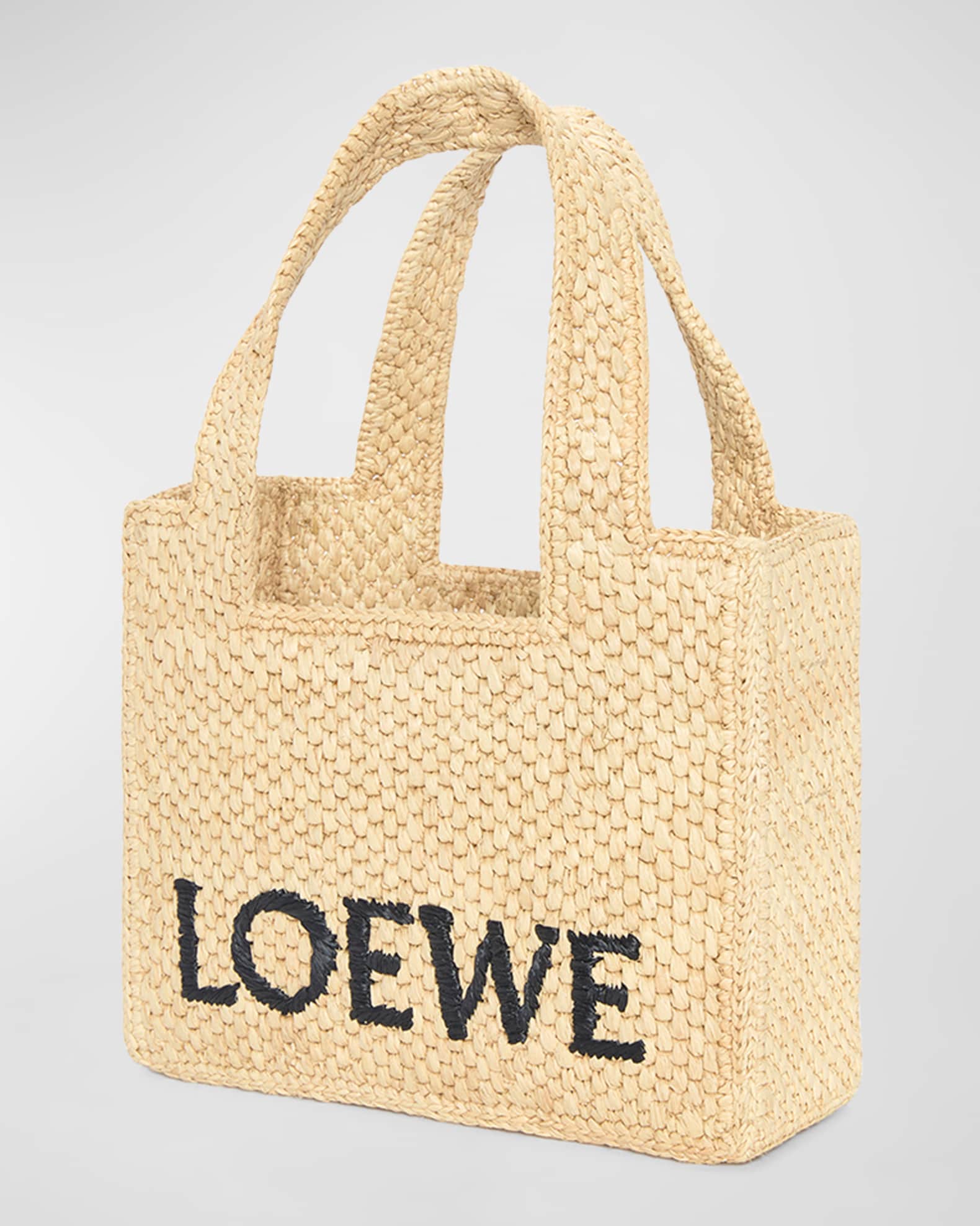 【LOEWE】 Small tote bag with logo Loewe x Paula's Ibiza Font Logo Small Tote Bag in Raffia