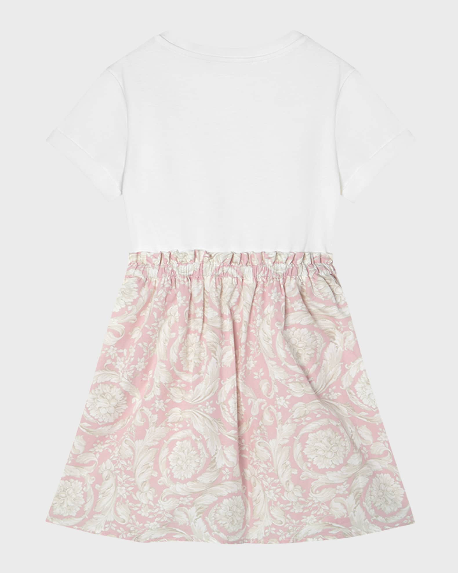 ワンピース VERSACE Women Mid Skirts 1015759 1A112871PT20 Pink Versace Girl's Logo-Print Combo Dress W/ Barocco Skirt, Size