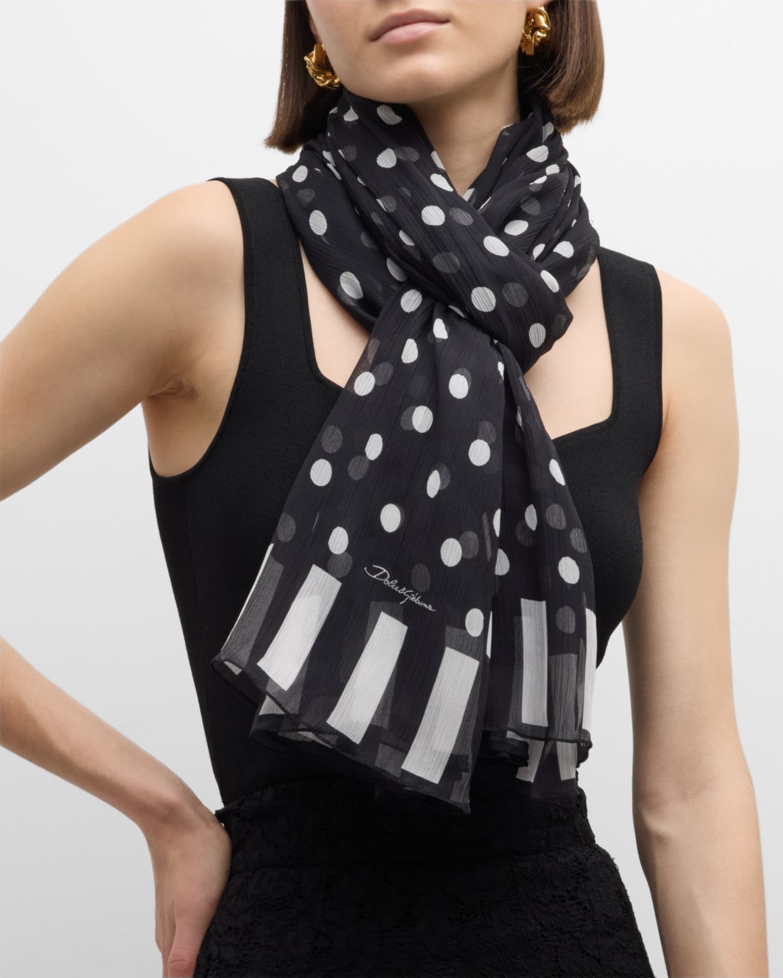 Polka-Dot Silk Scarf 1